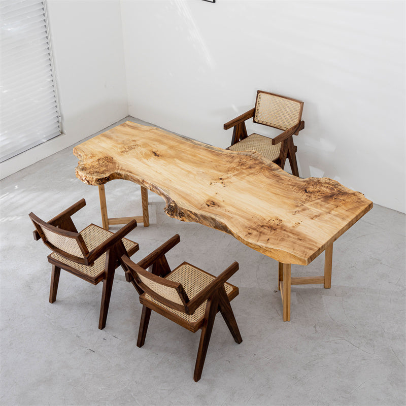 KAZANAHOME Natural Poplar Wood Live Edge Dining Table