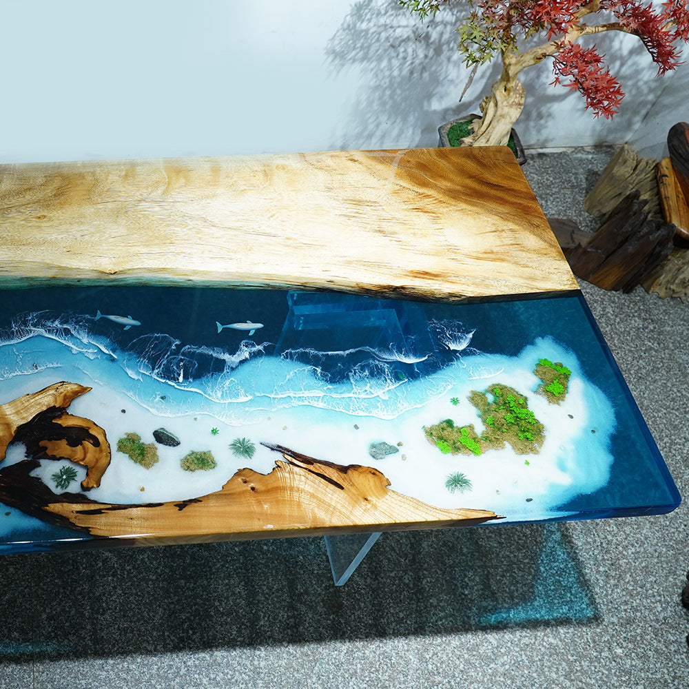 Ocean Wave Wood Epoxy Table CT42