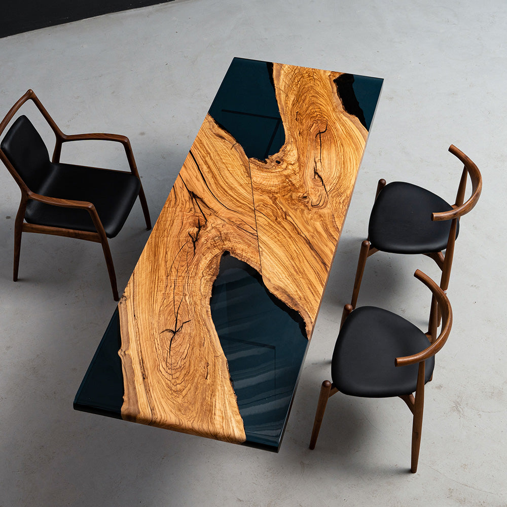 Olive Epoxy Resin Wood Table - Kazanahome
