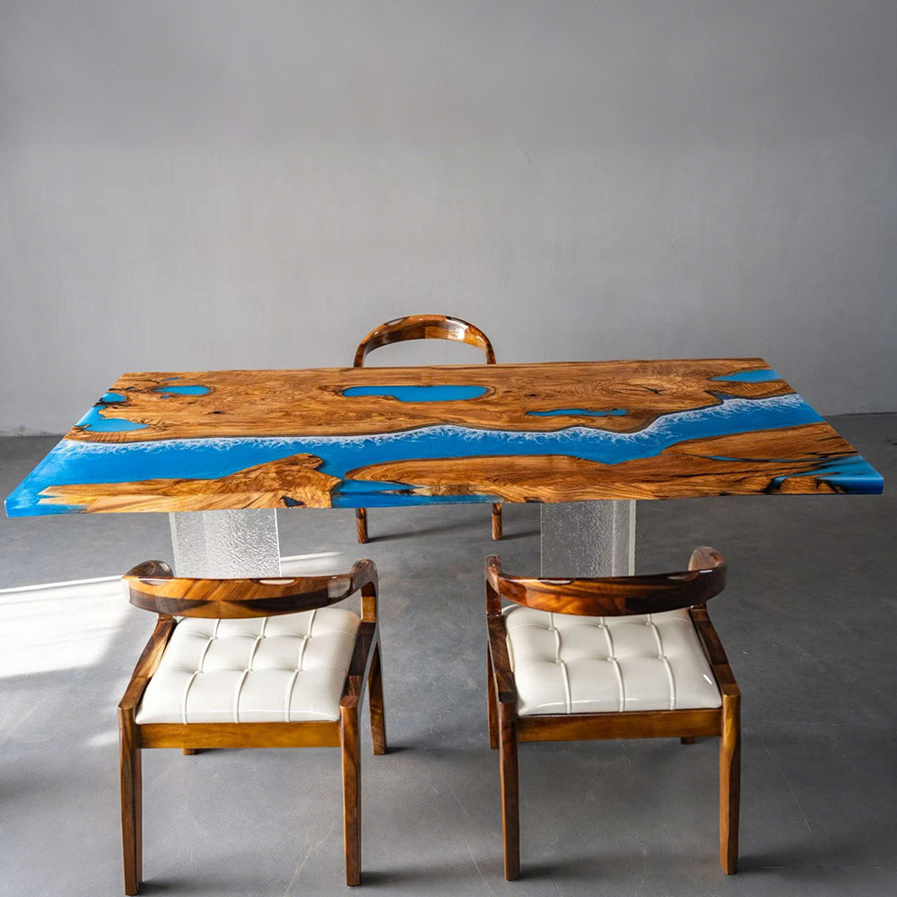 Olive Wave River Resin Epoxy Table