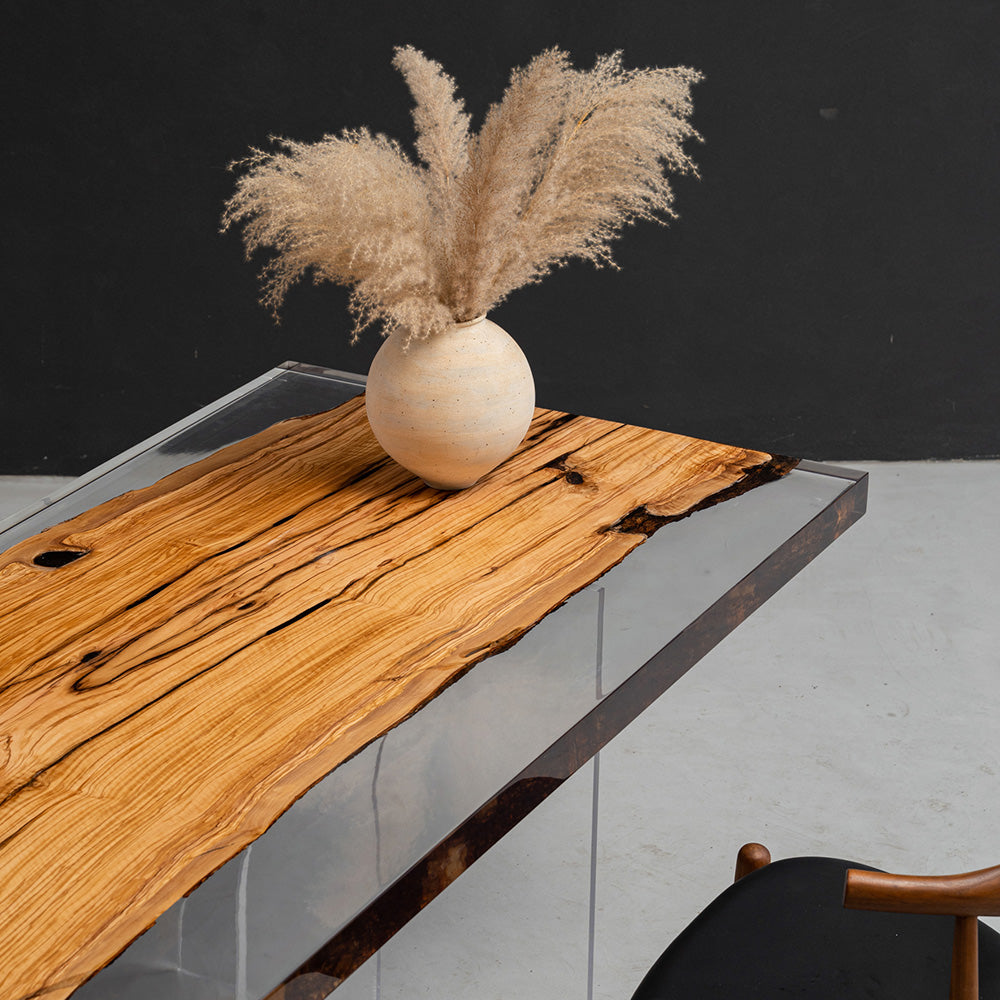 Olive Epoxy Resin Wood Table