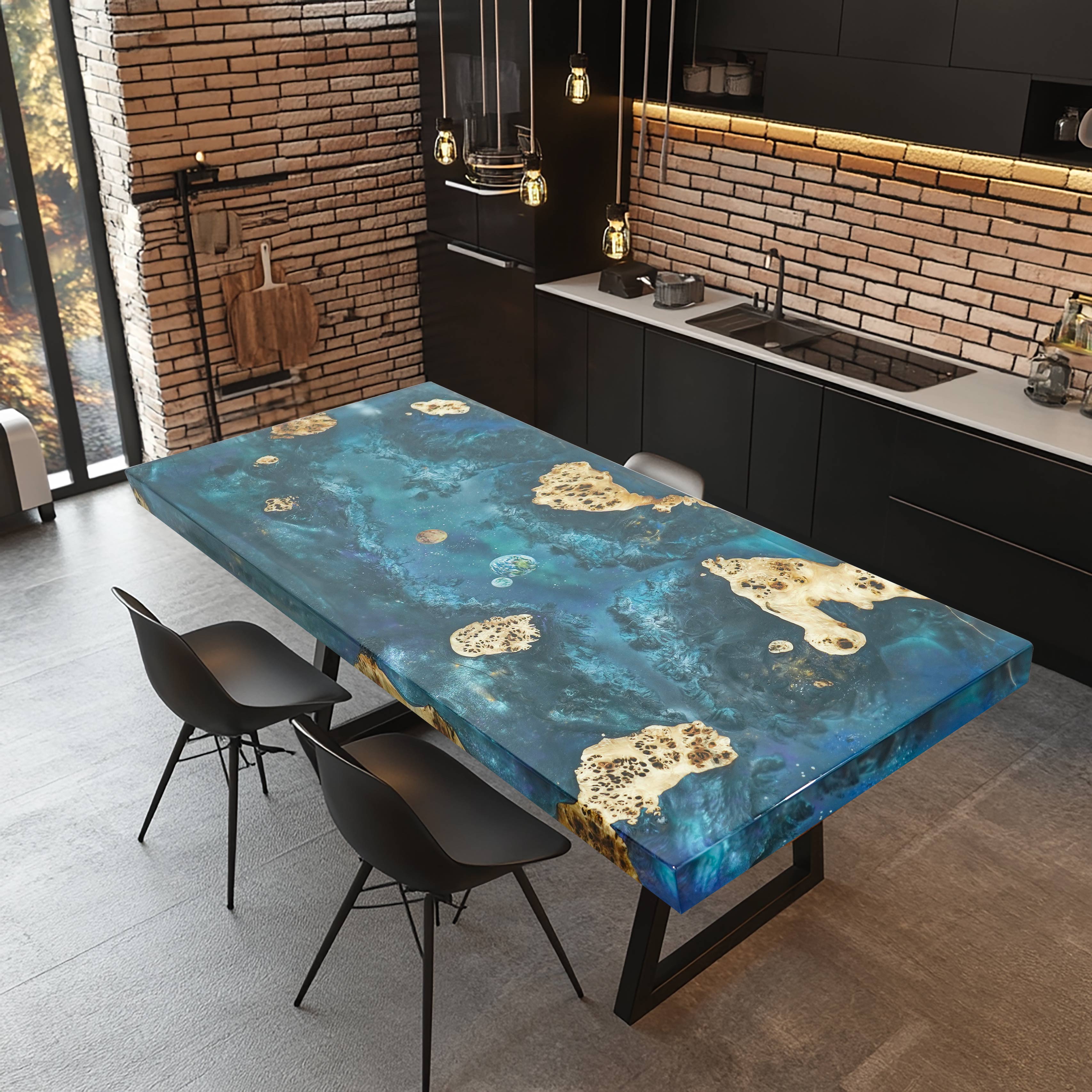 Poplar Epoxy Resin Starry Sky Table