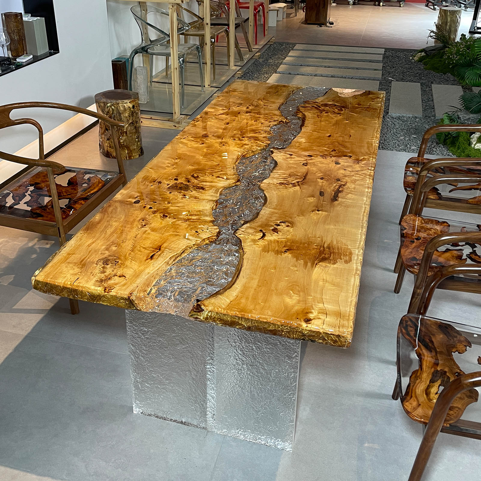 Wood Ice Crack River Resin Epoxy Table