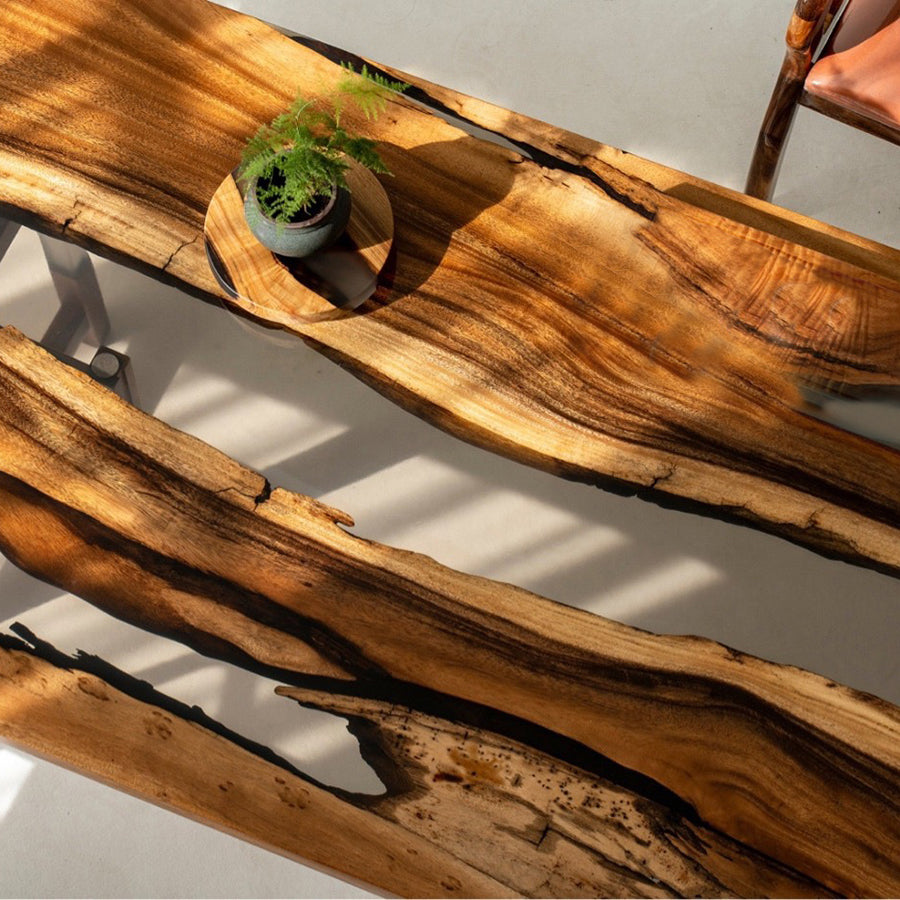 Walnut Transparent Epoxy Table- KAZANAHOME