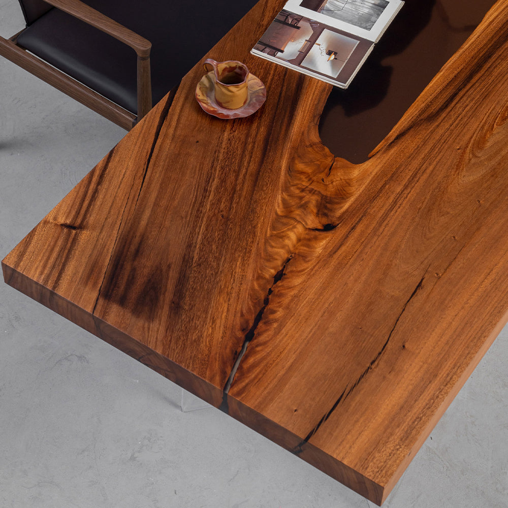 KAZANAHOME Walnut Resin Epoxy Table