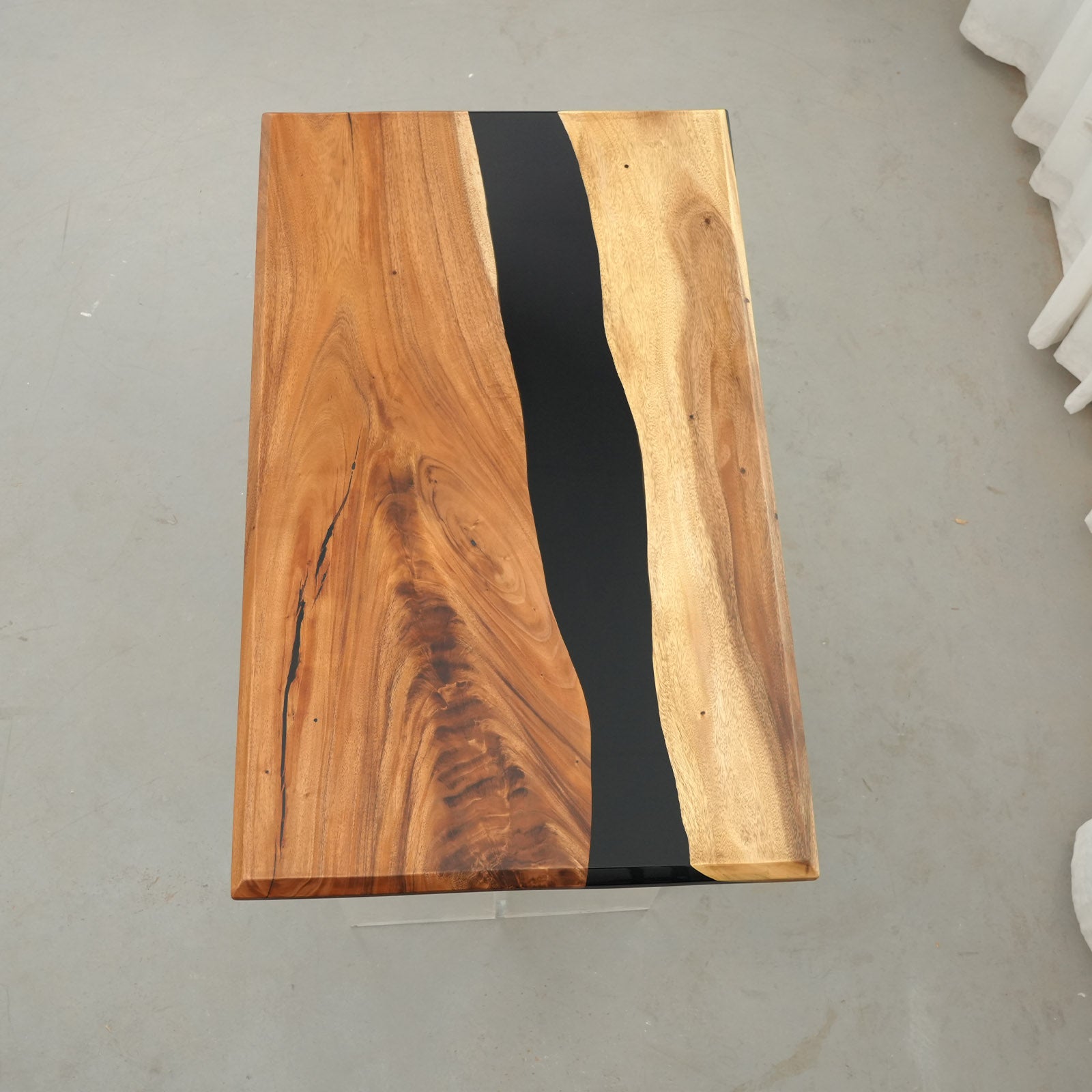 KAZANAHOME Walnut Black River Epoxy Resin Table in Chicago