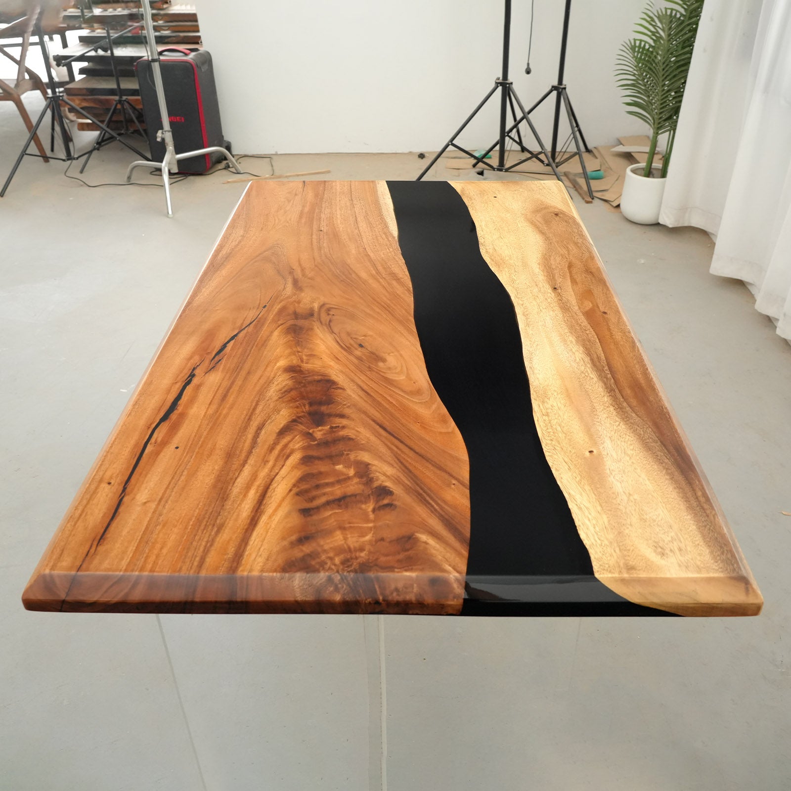 Walnut Black River Epoxy Resin Table in Chicago