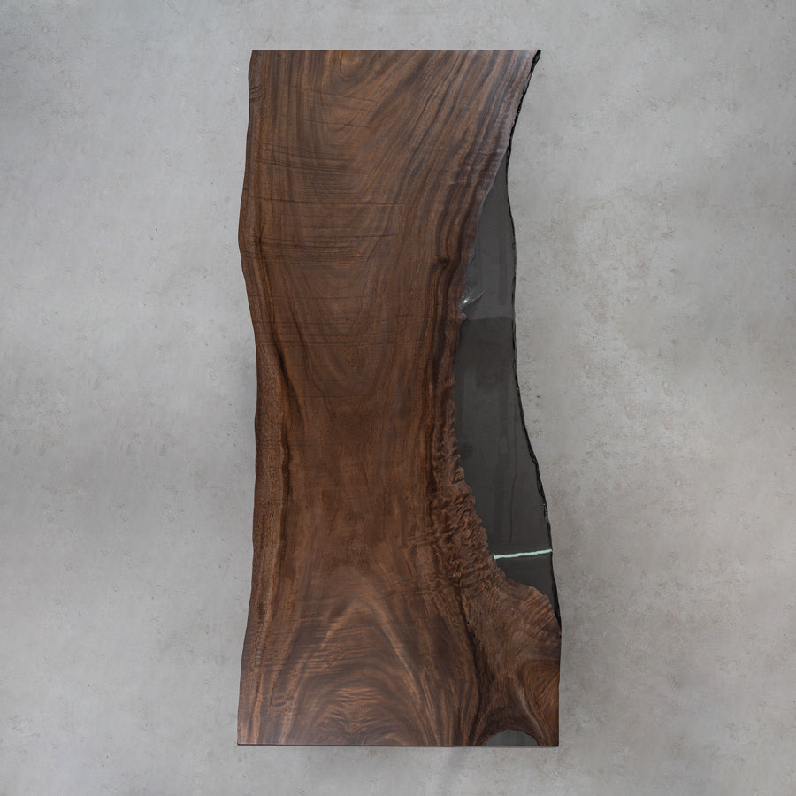KAZANAHOME Walnut Epoxy River Dining Table Live Edge