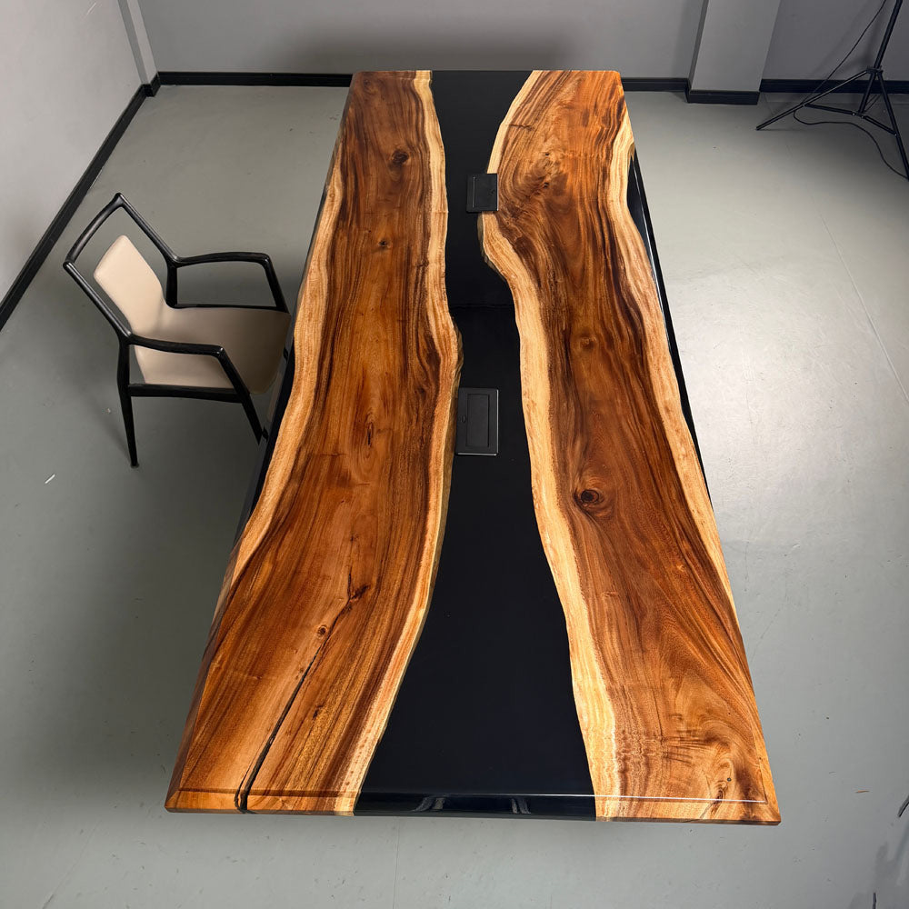 Walnut Wood Black Epoxy Conference Table in San Diego