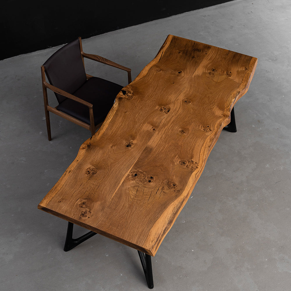 KAZANAHOME White Oak Solid Wood Slab Table