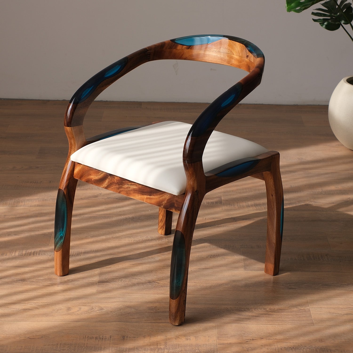 KAZANAHOME Wood Epoxy Chair 21.65''WX22''LX31.10''H KEC10
