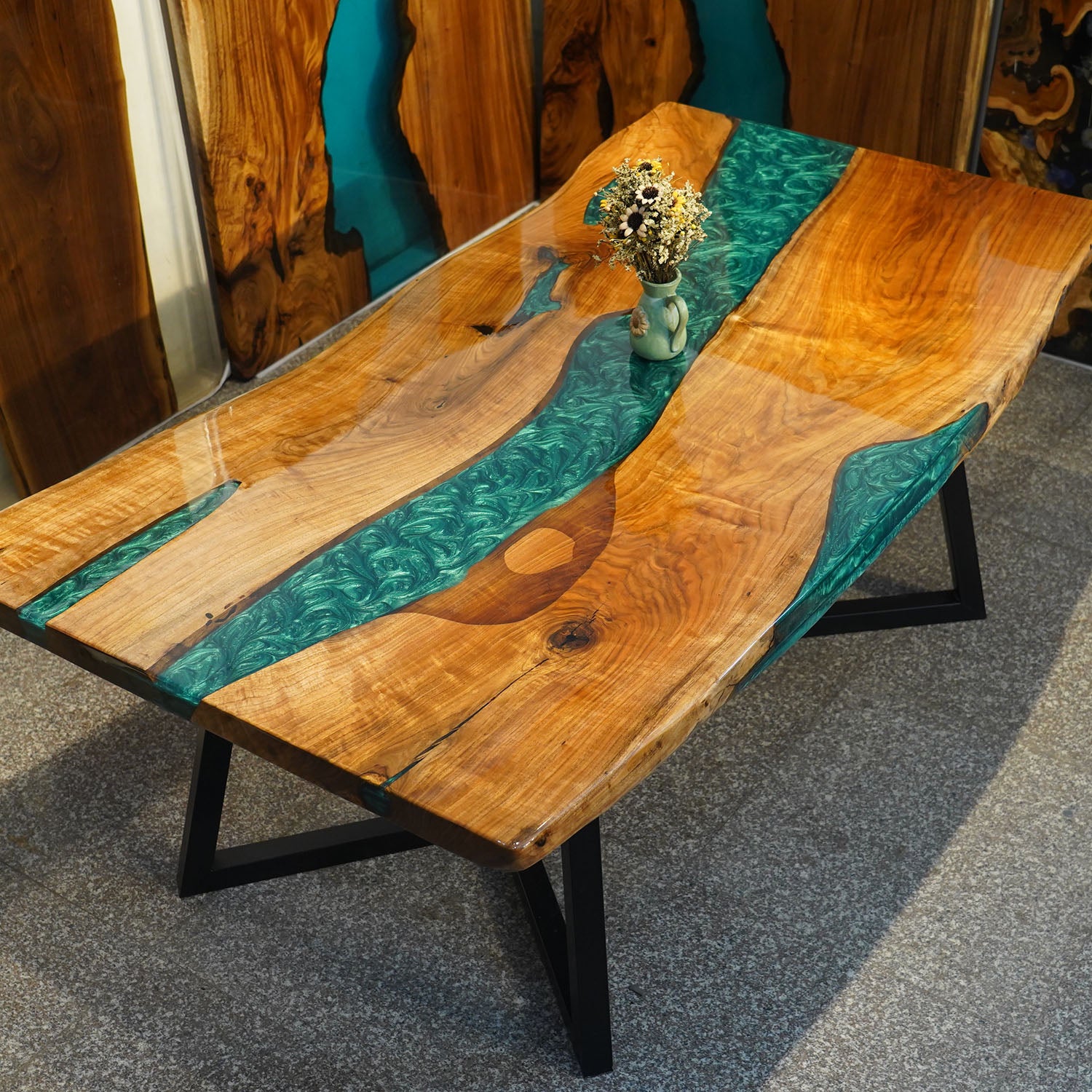 Black Walnut Wood Epoxy Table - Kazanahome