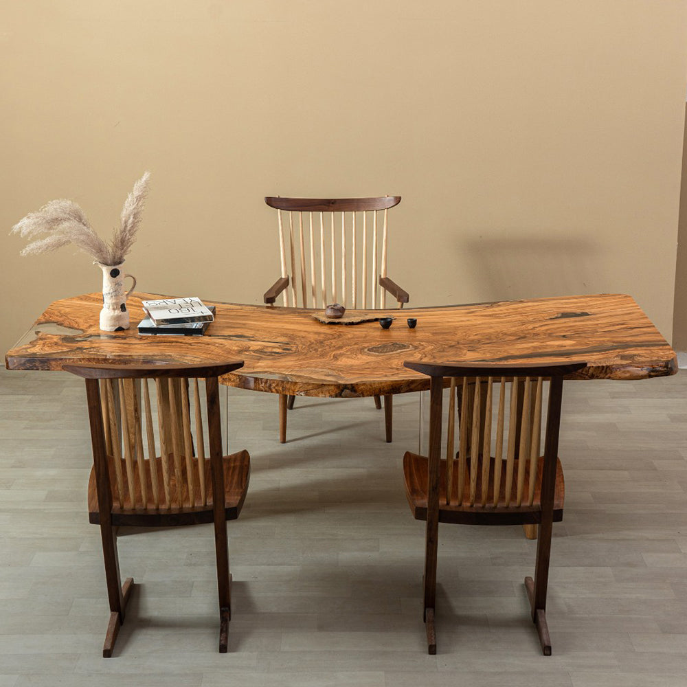 Olive Live Edge Clear Resin Epoxy table