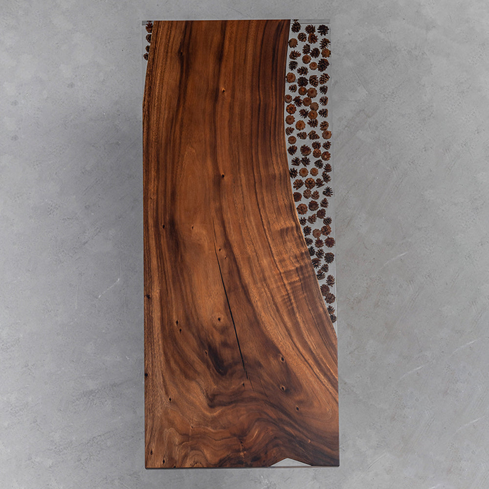 KAZANA Walnut Pine Cone Inlaid Ice Crystal Large Board