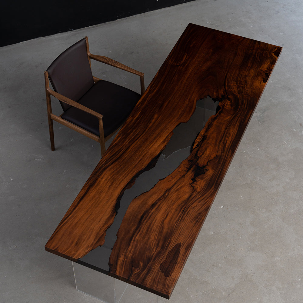 KAZANA Walnut River Resin Epoxy Table 31.49"W×93.70"L