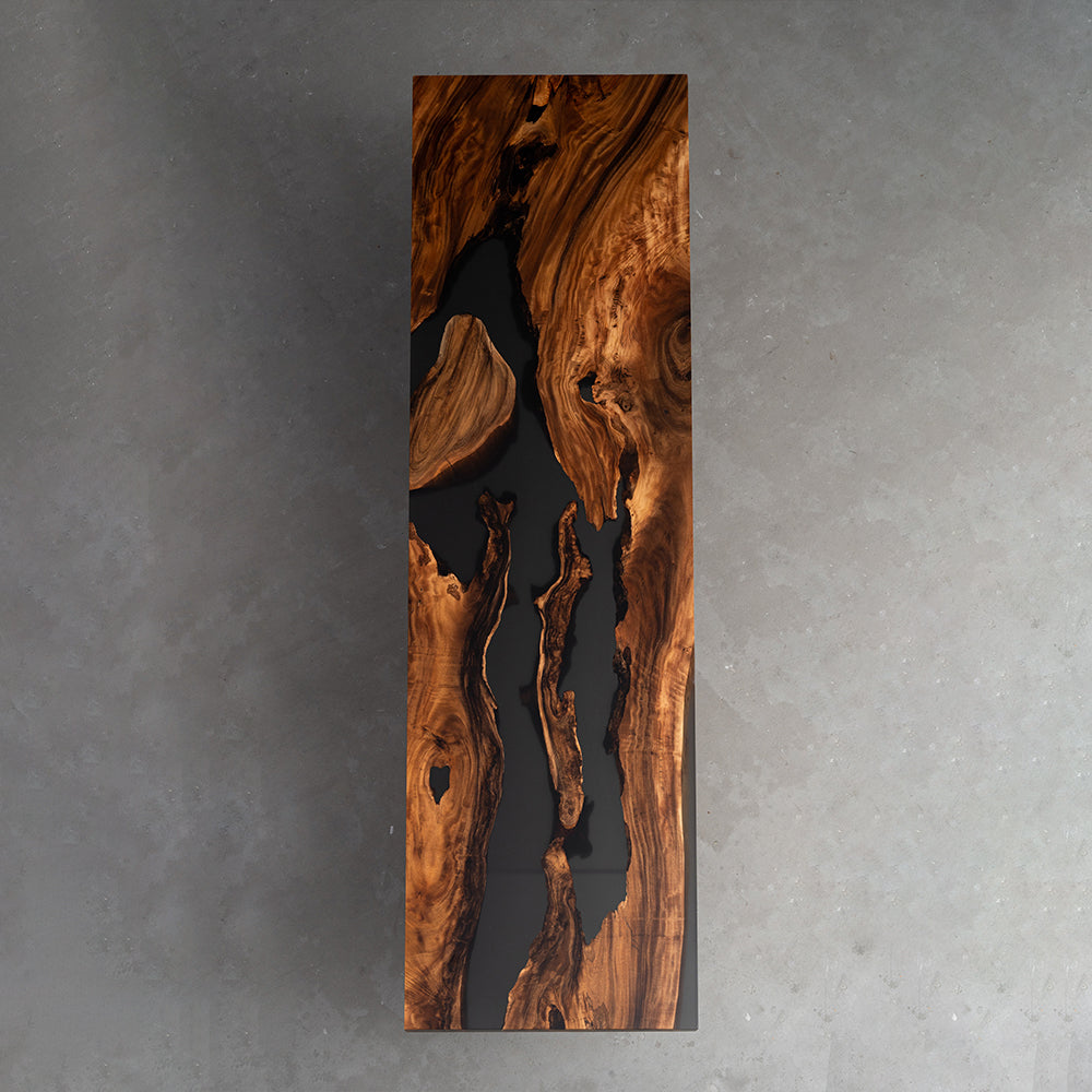 Wood Black Epoxy Resin Slab Table