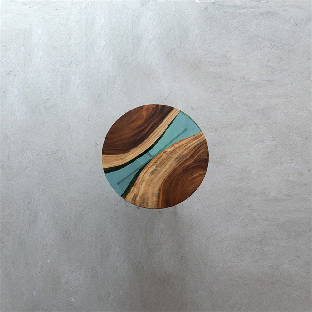 Kazana Wood Round Epoxy Coffee Table