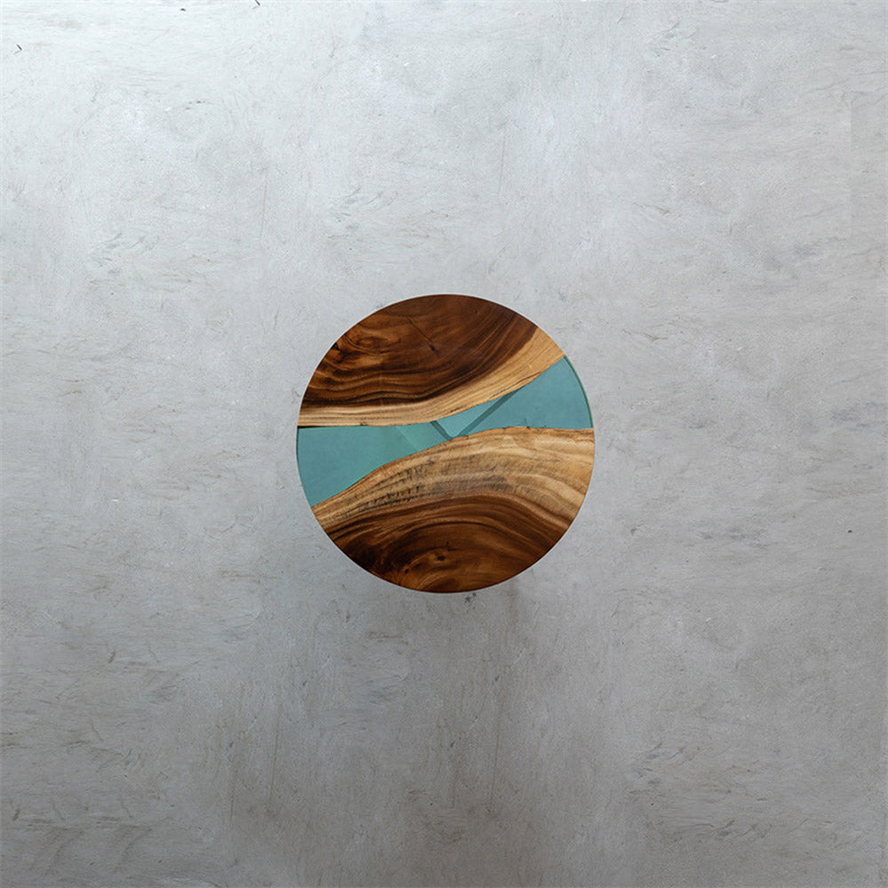 Kazana Wood Round Epoxy Coffee Table