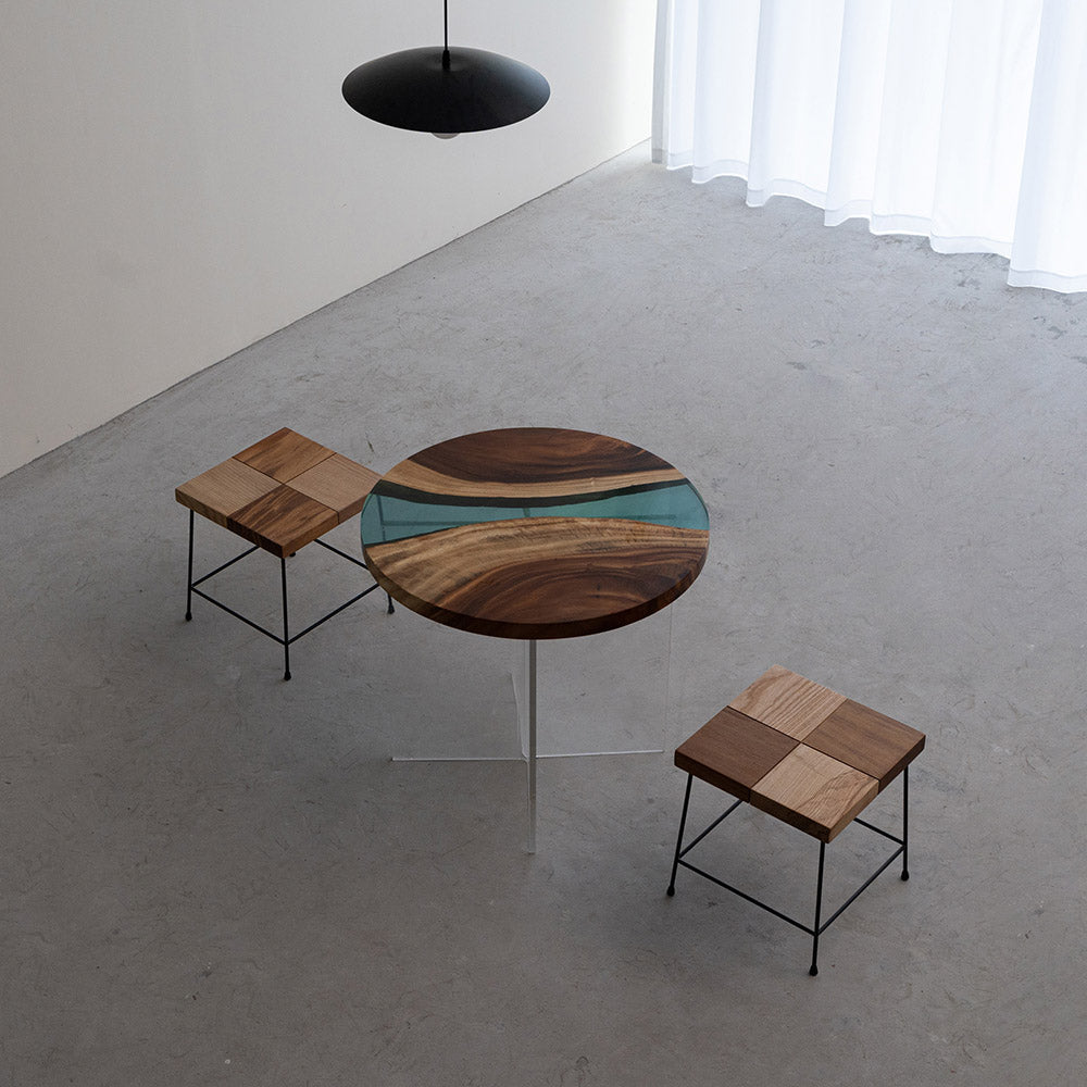 Kazana Wood Round Epoxy Coffee Table