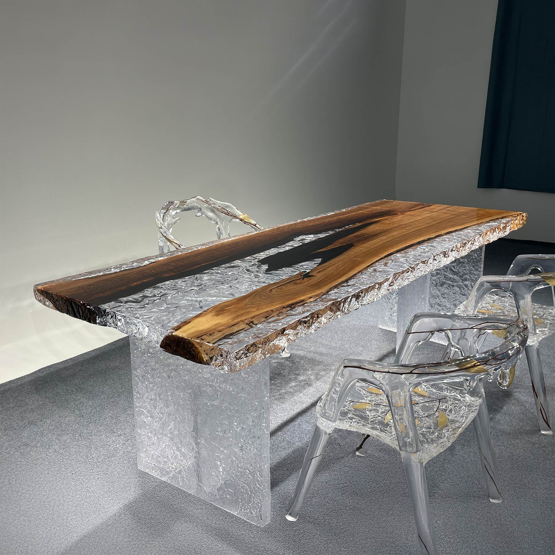 Black Walnut Wood Epoxy Resin Live Edge Table - Kazanahome