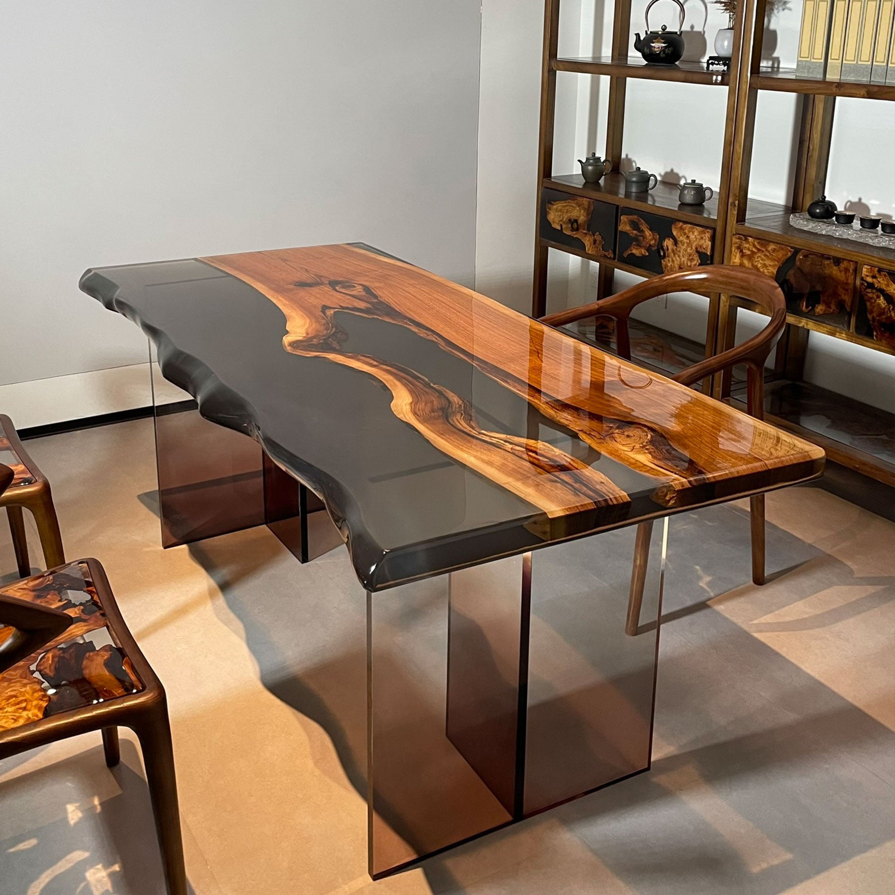 Black Walnut and Epoxy Resin Wood Table - Kazanahome