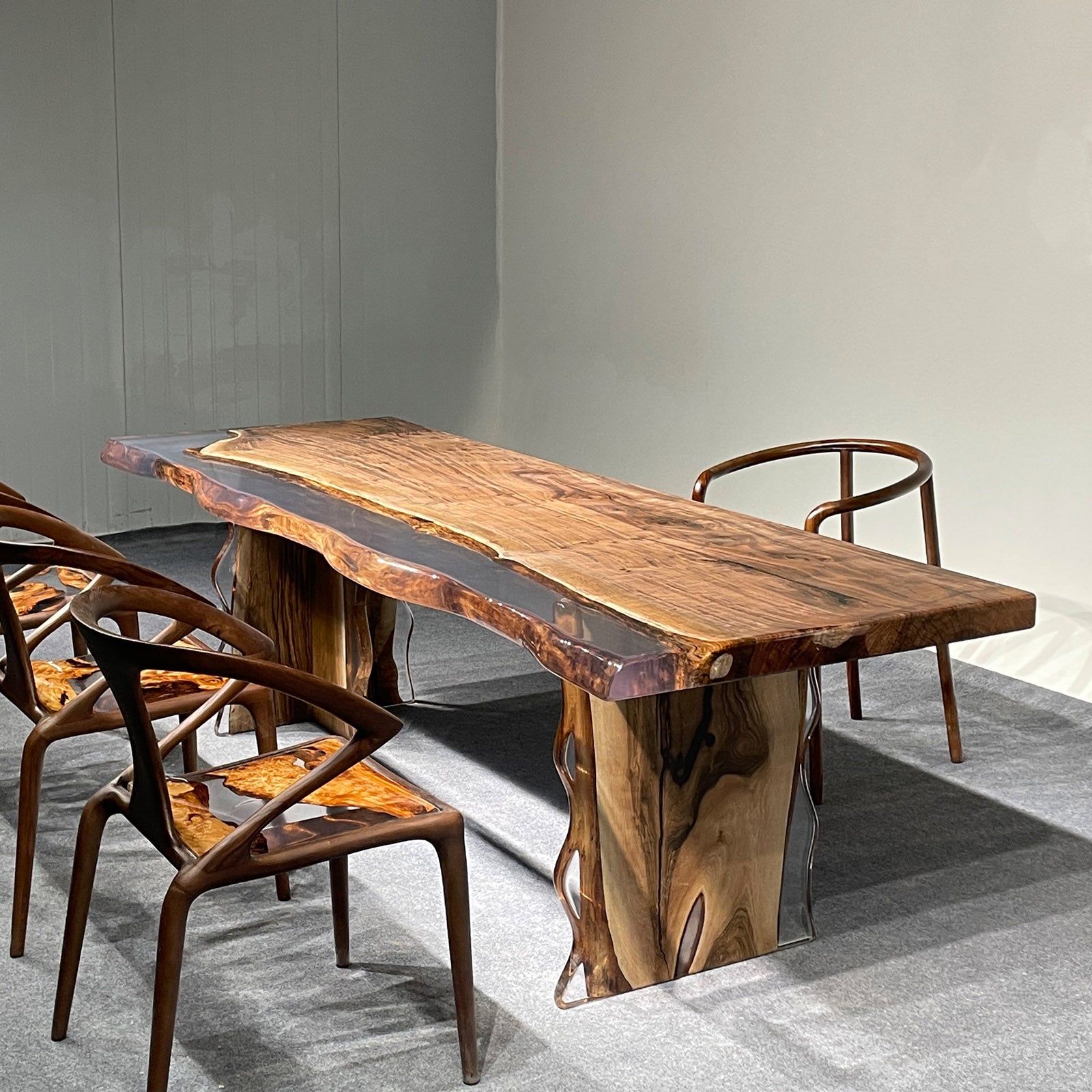 Black Walnut Wood Table with Epoxy - Kazanahome