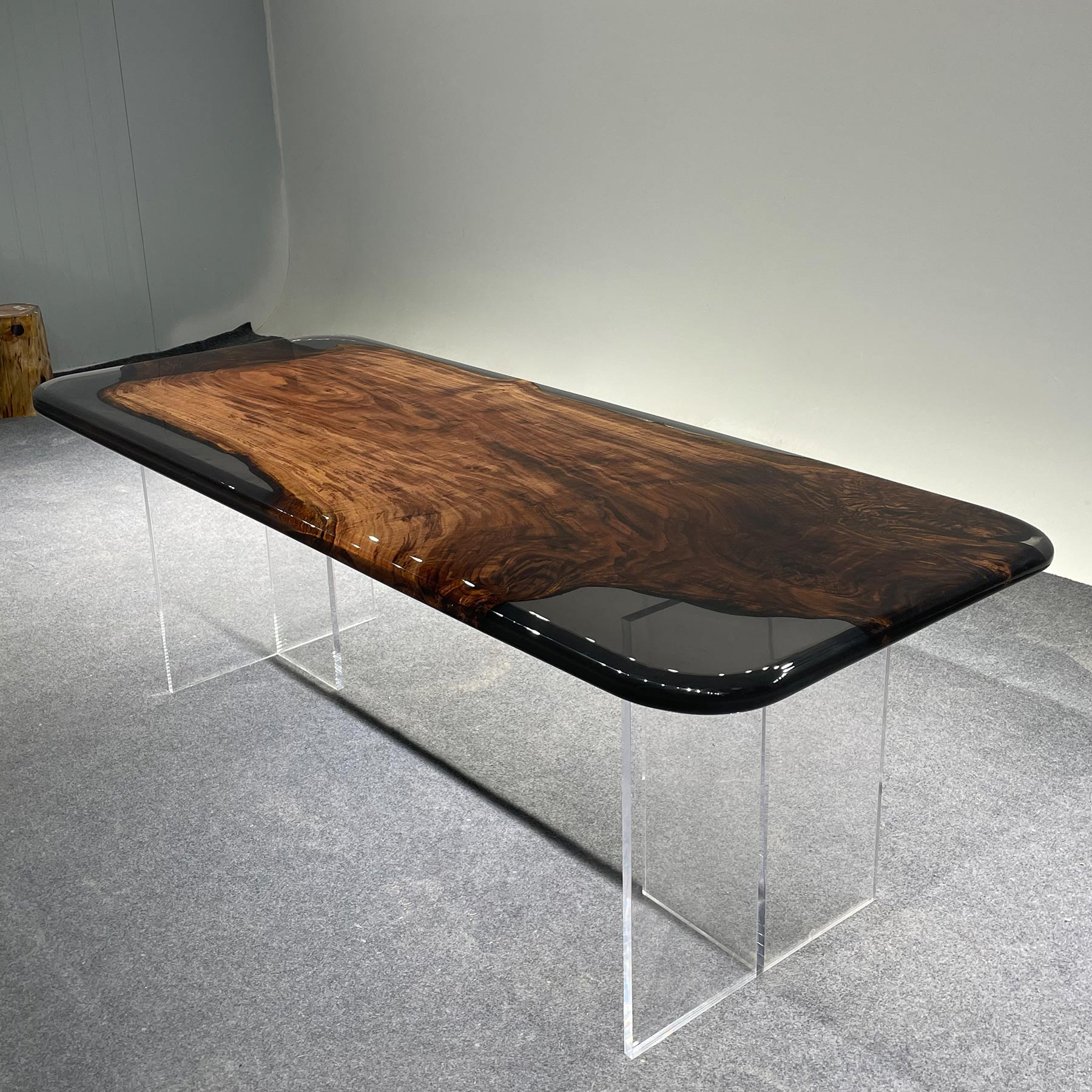 Epoxy Resin Wood Table Rounded Corners- Kazanahome