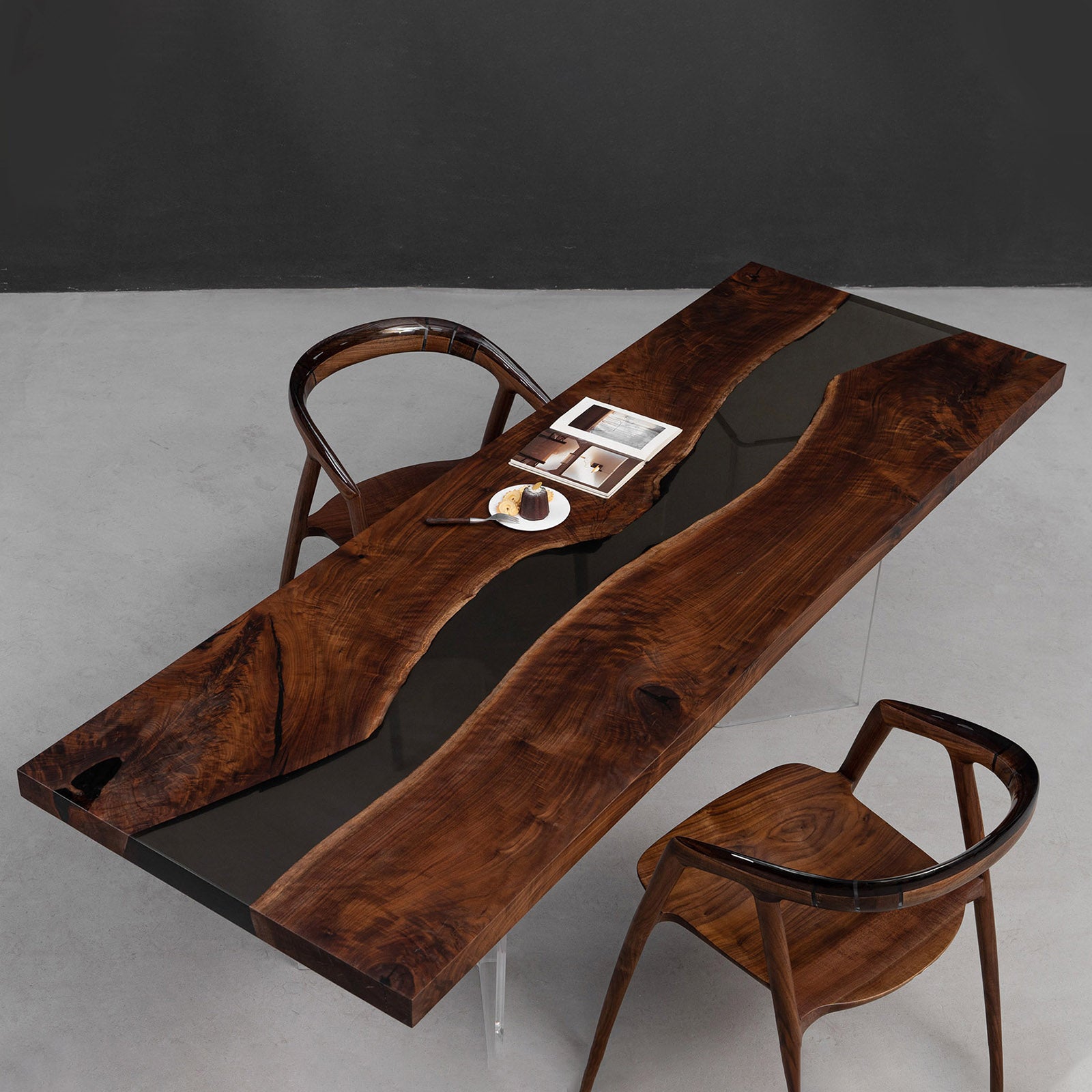 Black Walnut Wood Epoxy Table - Kazanahome