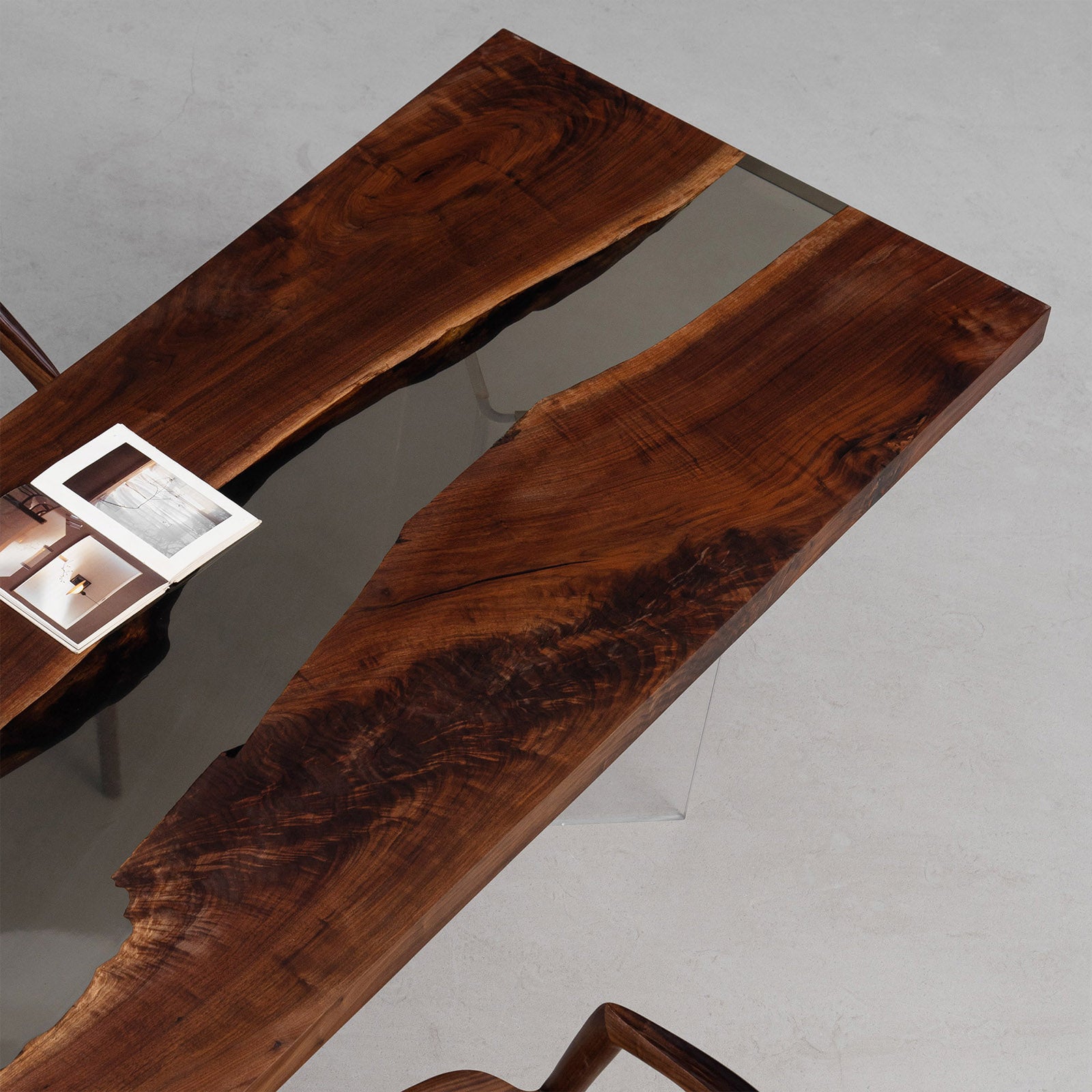 Translucent Epoxy Black Walnut Wood Table - Kazanahome
