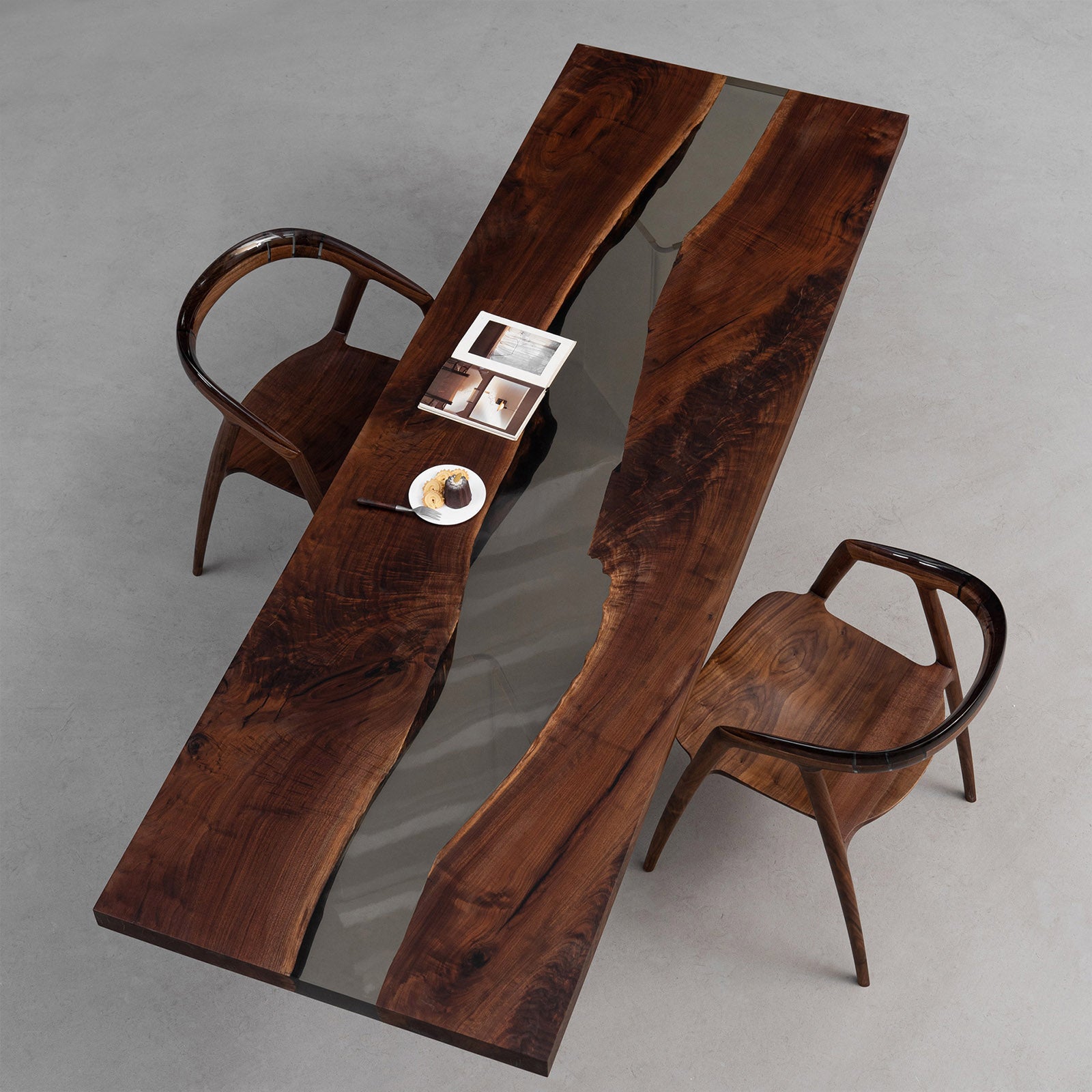 Black Walnut Wood Table with Epoxy - Kazanahome