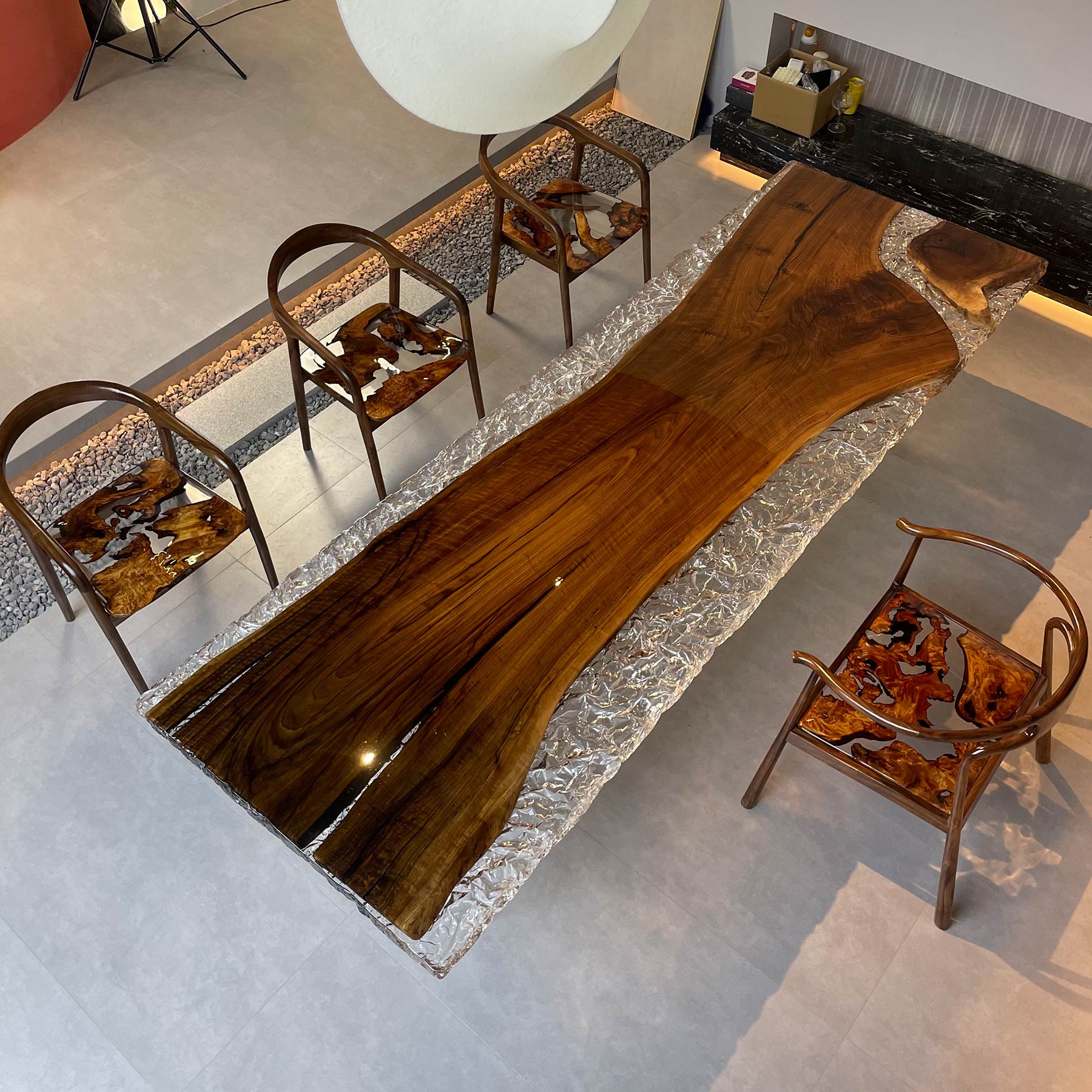 Black Walnut Wood Epoxy Live Edge Table - Kazanahome