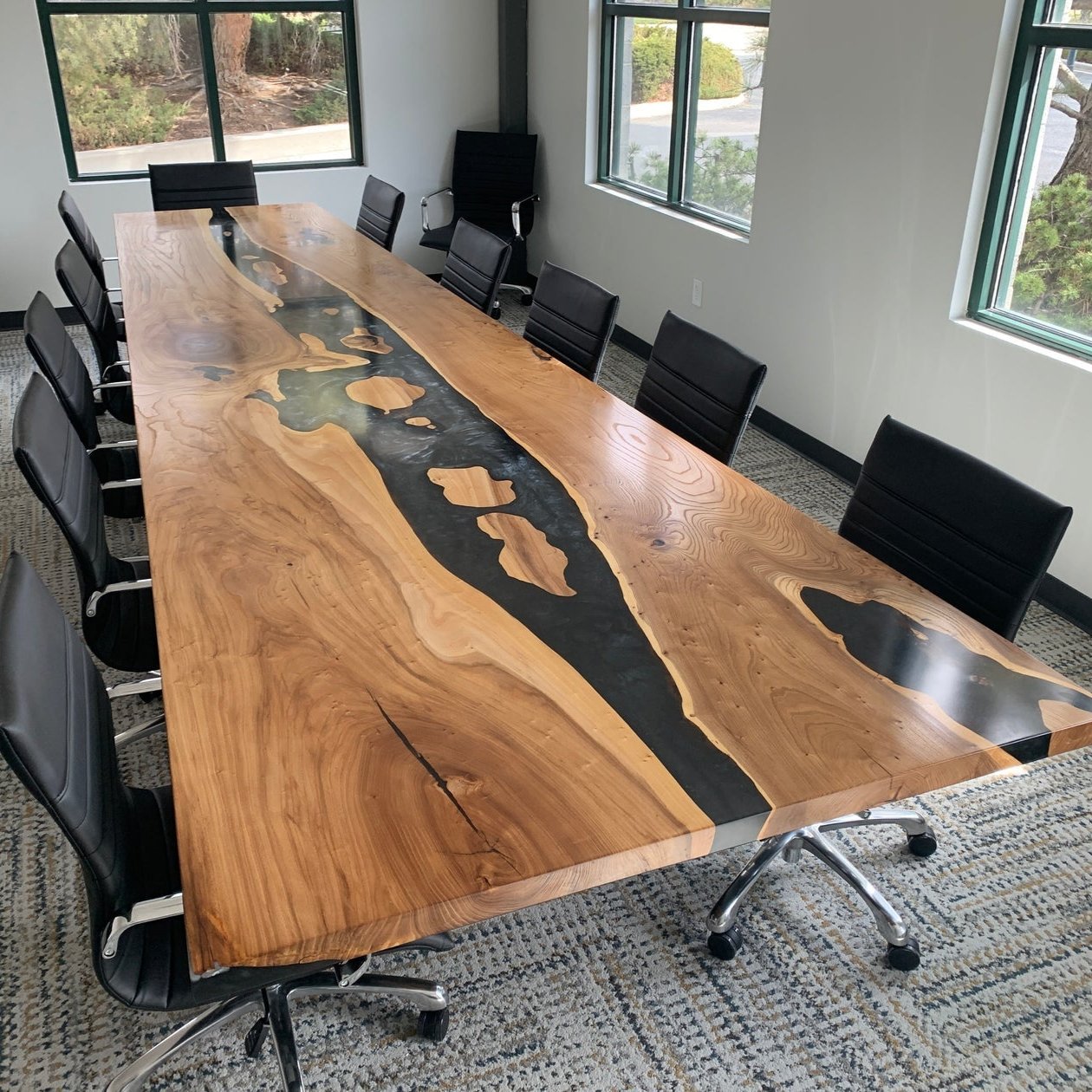 Kazanahome-Custom-Ash Wood-Island-River-Conference-Epoxy-Table-CT82