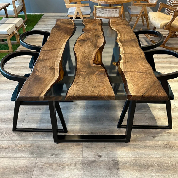 Live Edge Walnut Epoxy Table in Austin