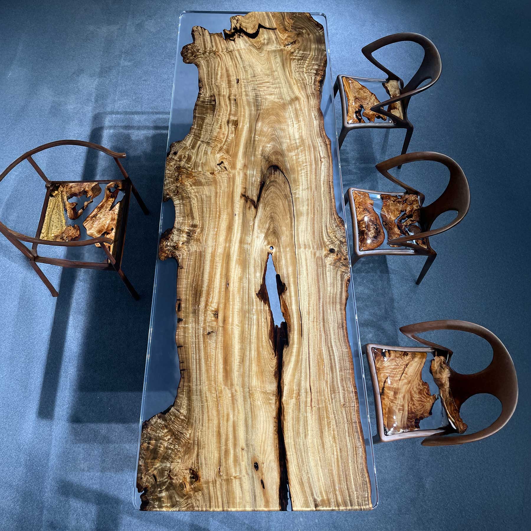 Epoxy Resin And Wood Dinner Table - Kazanahome