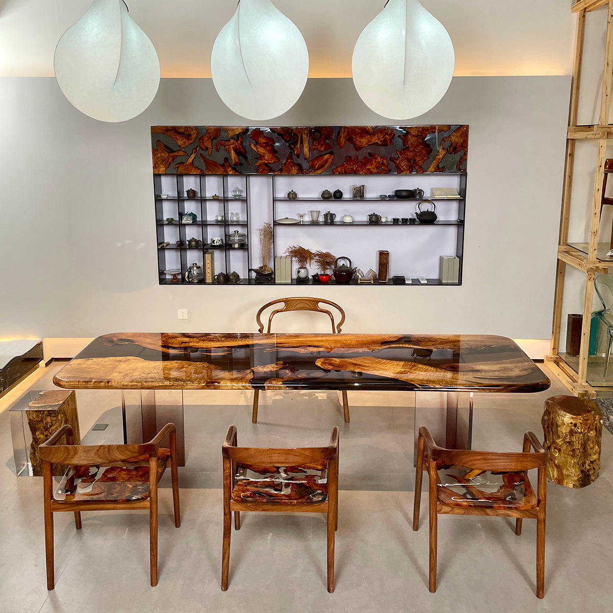 Epoxy Resin and Golden Camphor Wood Table - Kazanahome