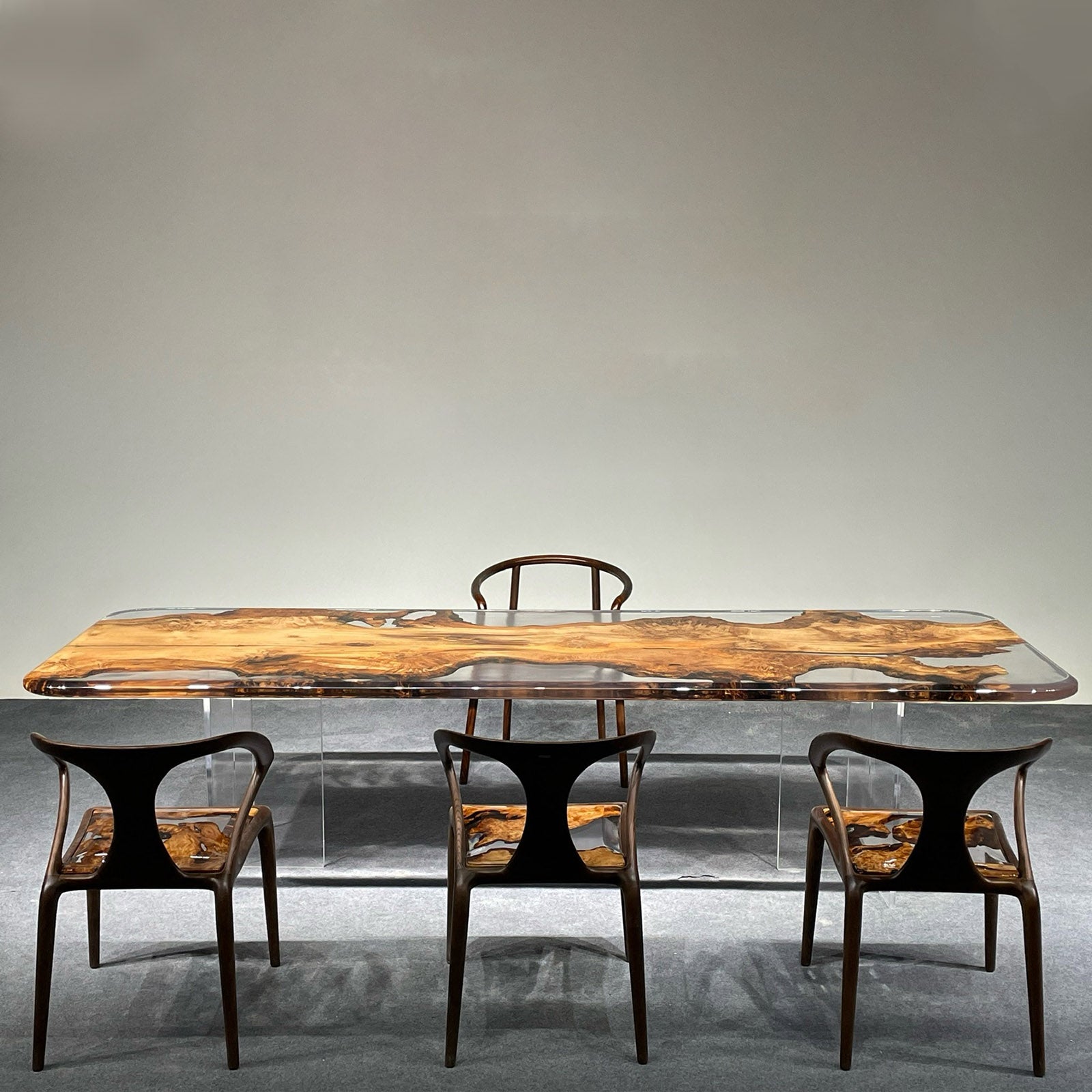 Golden Camphor Wood Table with Epoxy - Kazanahome