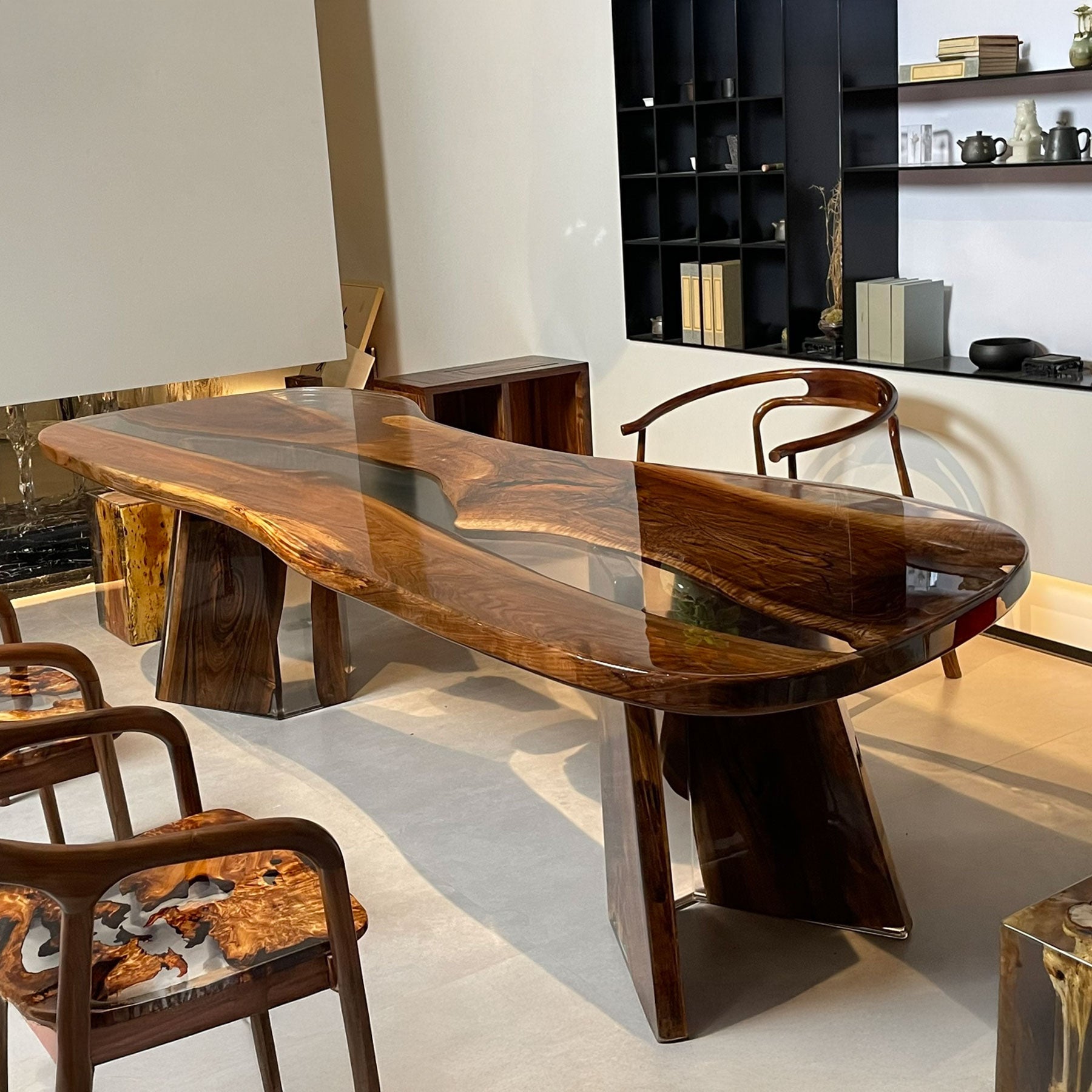 Live Edge Black Walnut Epoxy River Table - Kazanahome