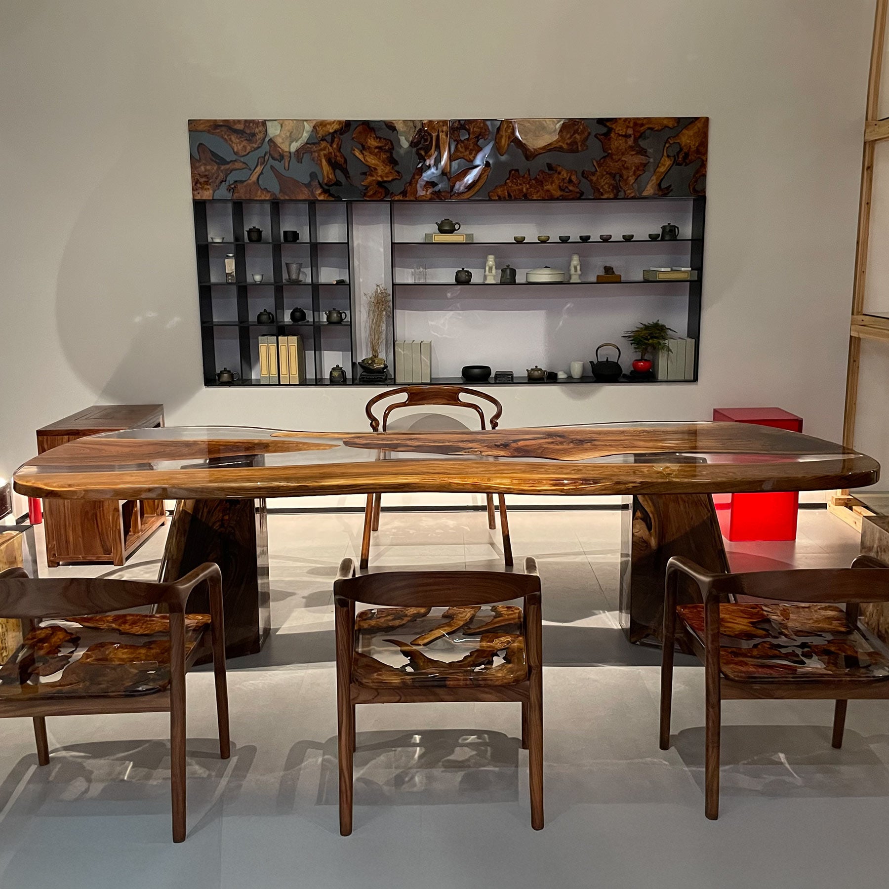 Live Edge Black Walnut Epoxy River Wood Table - Kazanahome