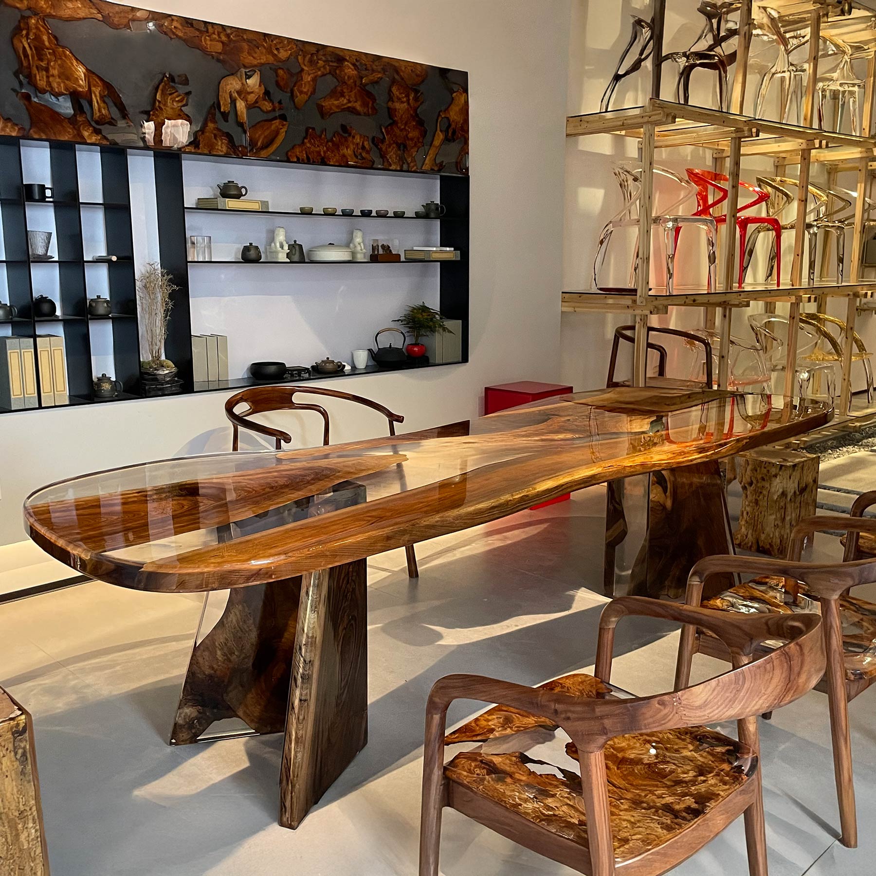 River Epoxy Live Edge Wood Table - Kazanahome