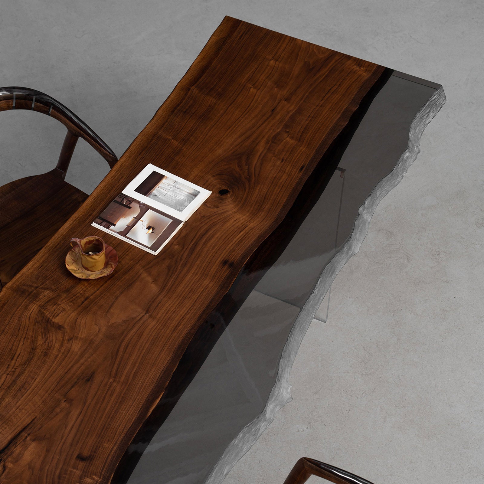 Black Walnut Wood Table with Epoxy - Kazanahome