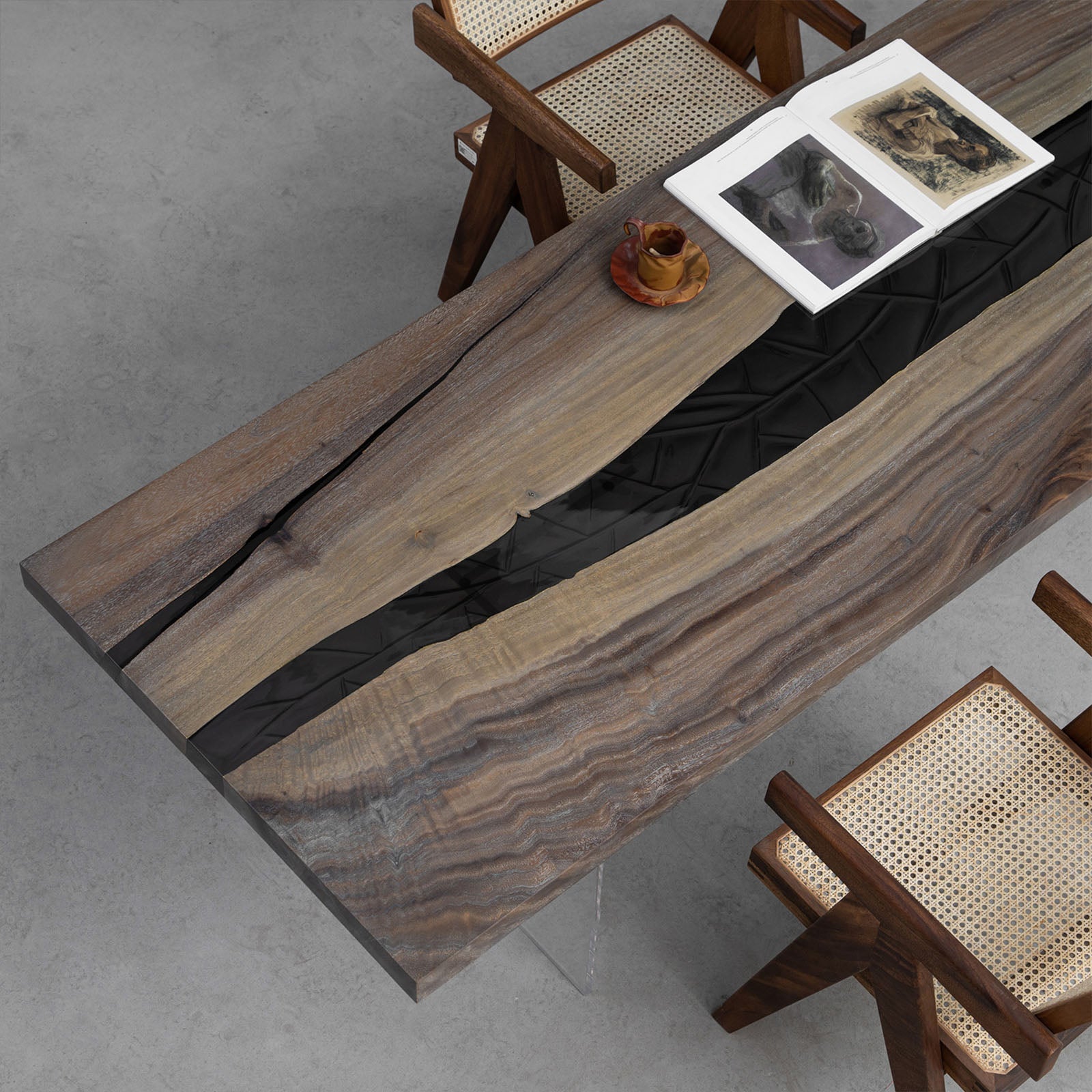 Walnut Wood Epoxy Table - Kazanahome