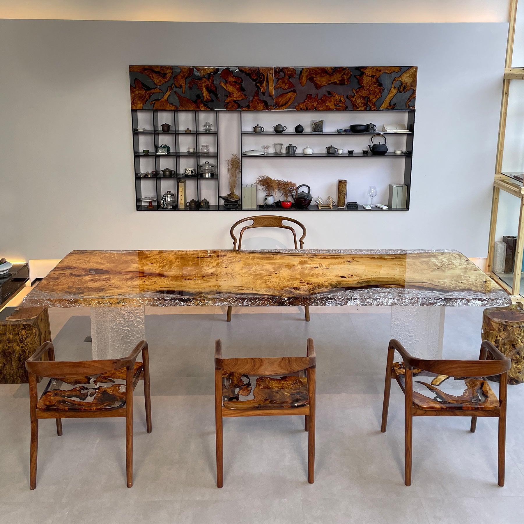 Poplar Wood Epoxy Dining Table - Kazanahome