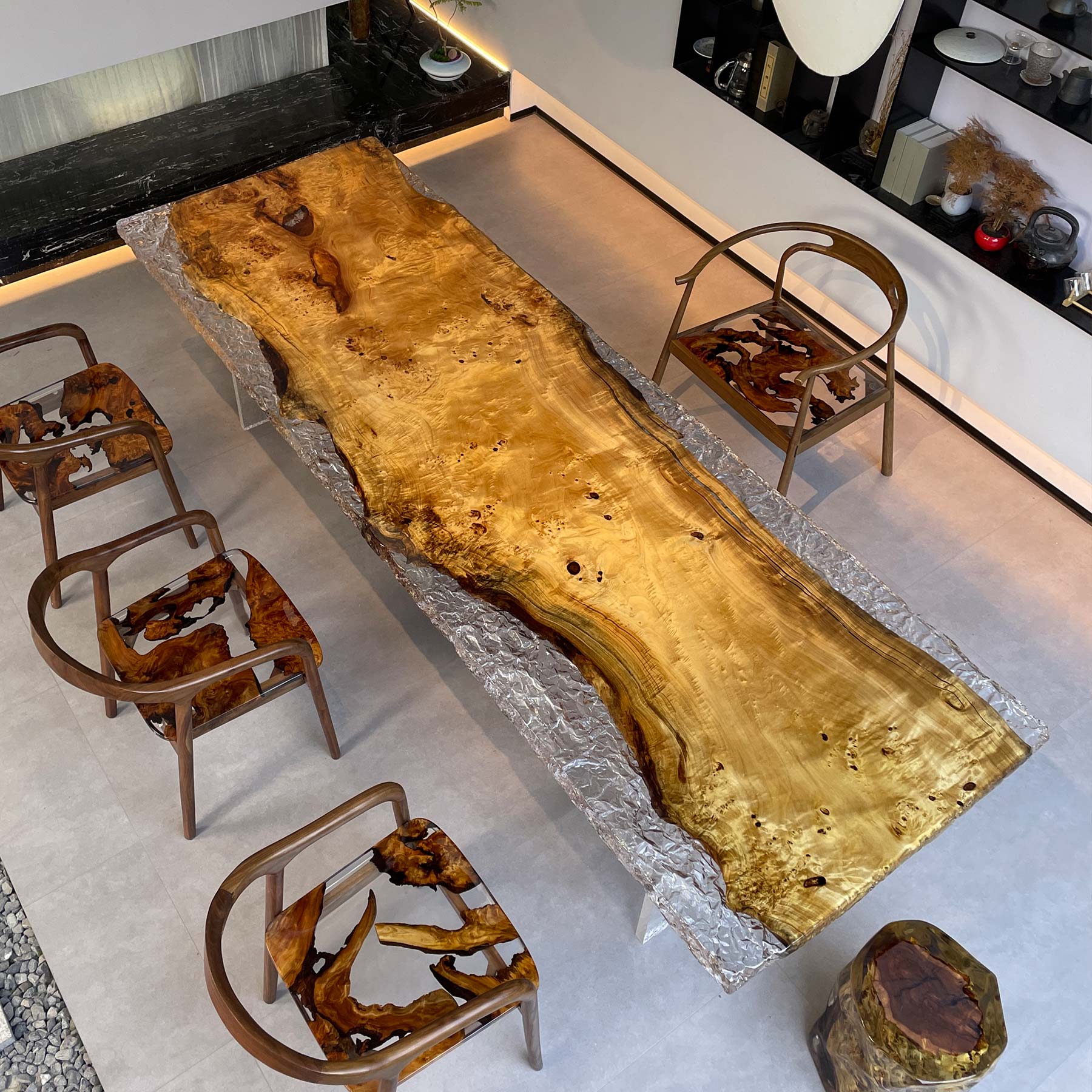 Poplar Wood And Epoxy Resin Table - Kazanahome