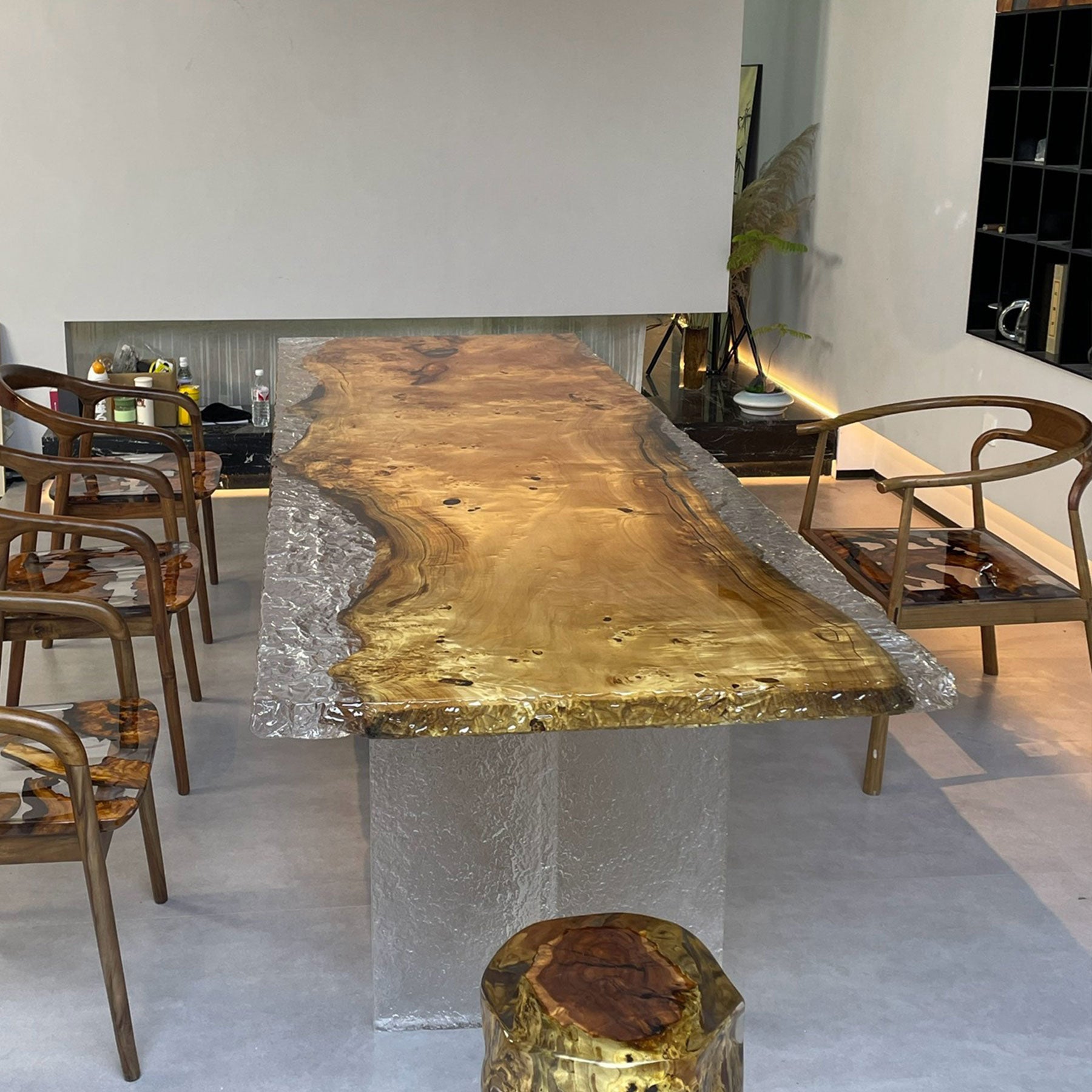 Poplar Wood And Clear Epoxy Resin Table - Kazanahome