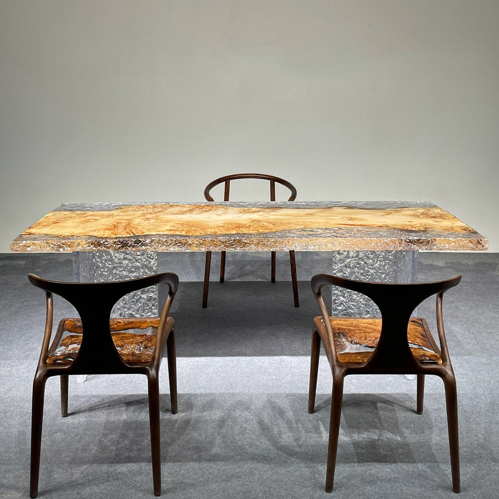 Poplar Wood Table with Epoxy Resin - Kazanahome