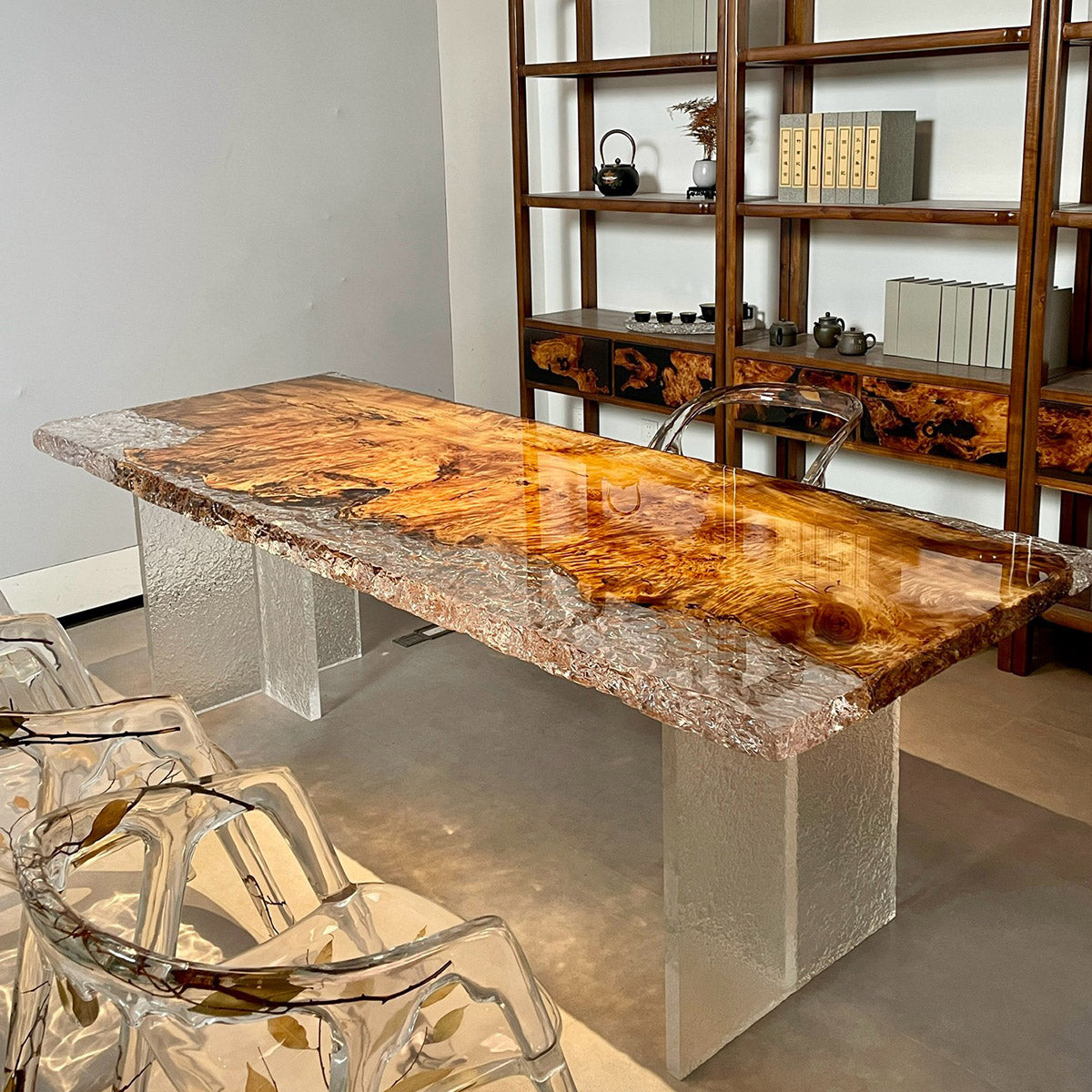 Ice Crack Epoxy Resin Wood Table - Kazanahome
