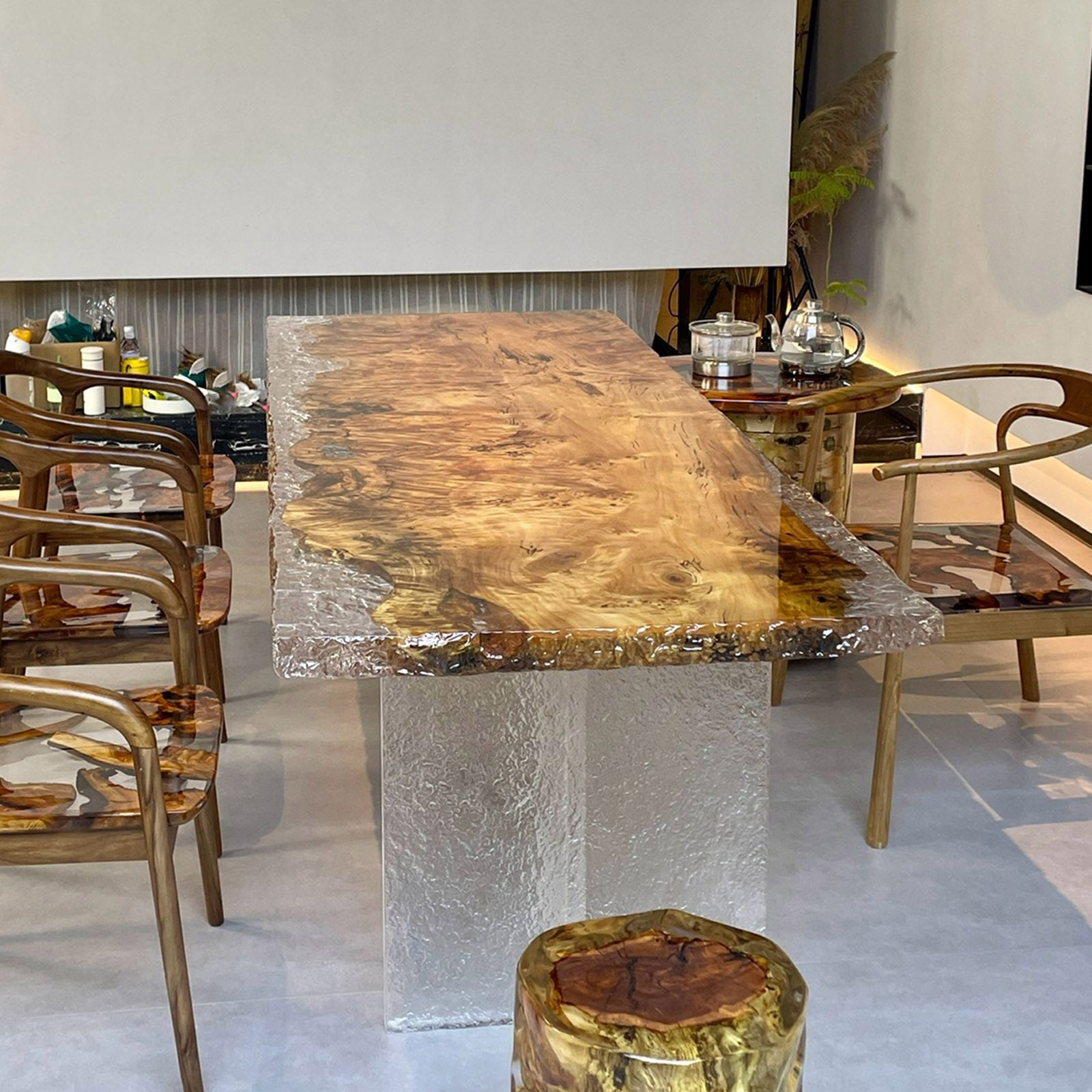 Poplar Wood and Epoxy Resin Table- Kazanahome
