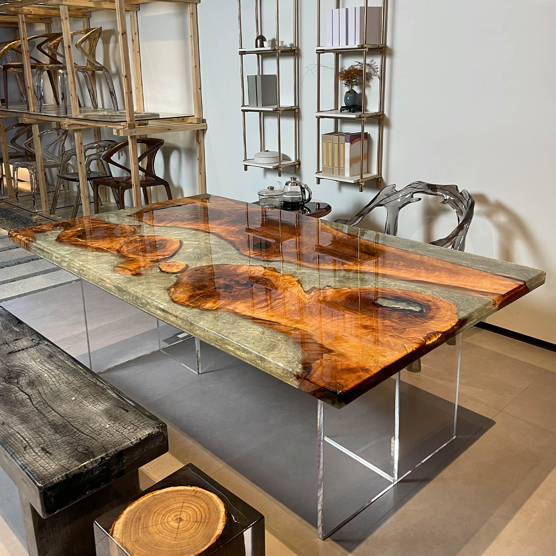 Black Walut Epoxy Resin Wood Table - Kazanahome