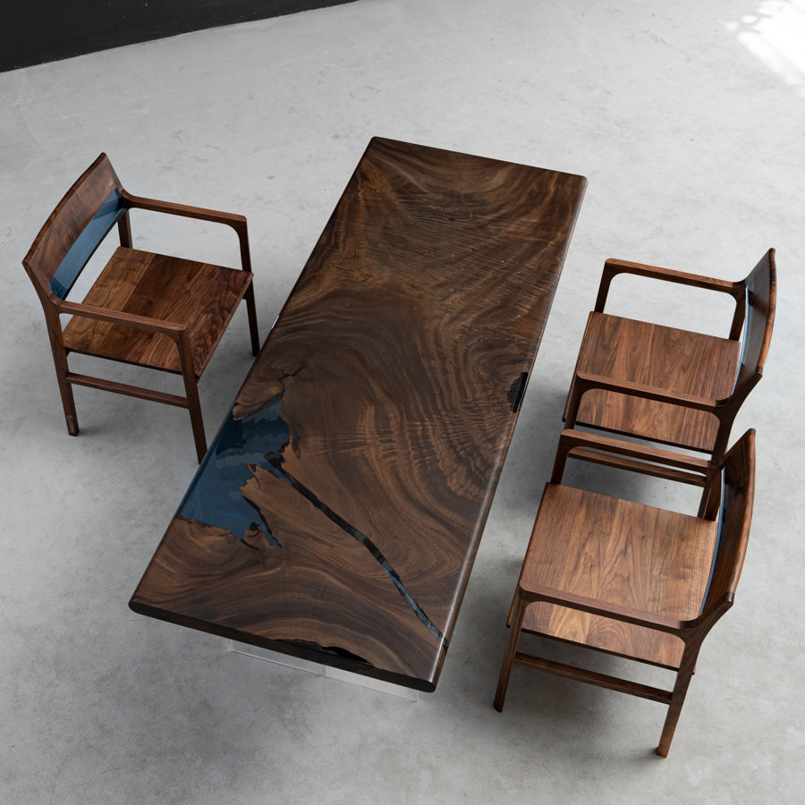 Kazanahome Walnut Wood Epoxy Dining Table