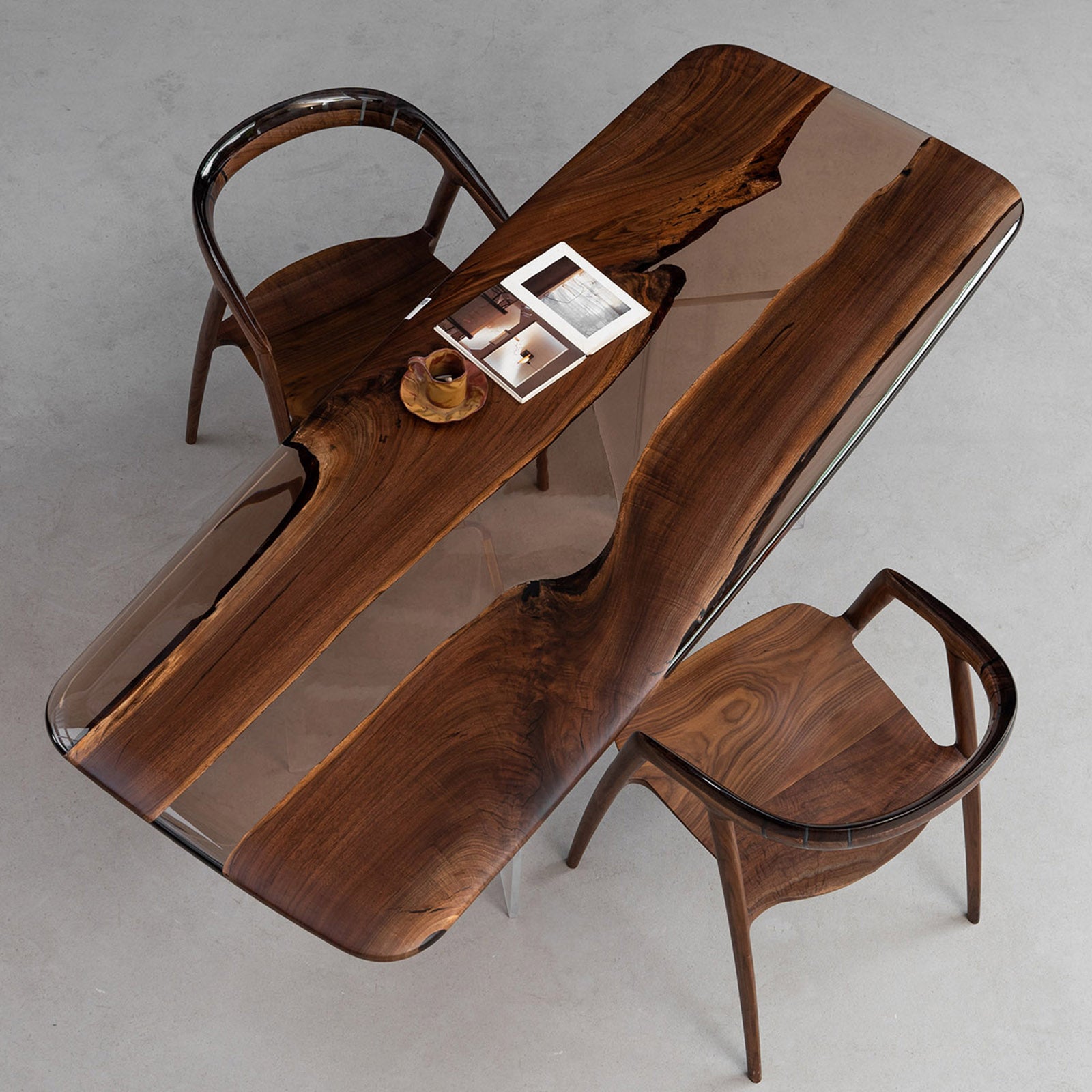 Black Walnut Wood Table with Epoxy - Kazanahome